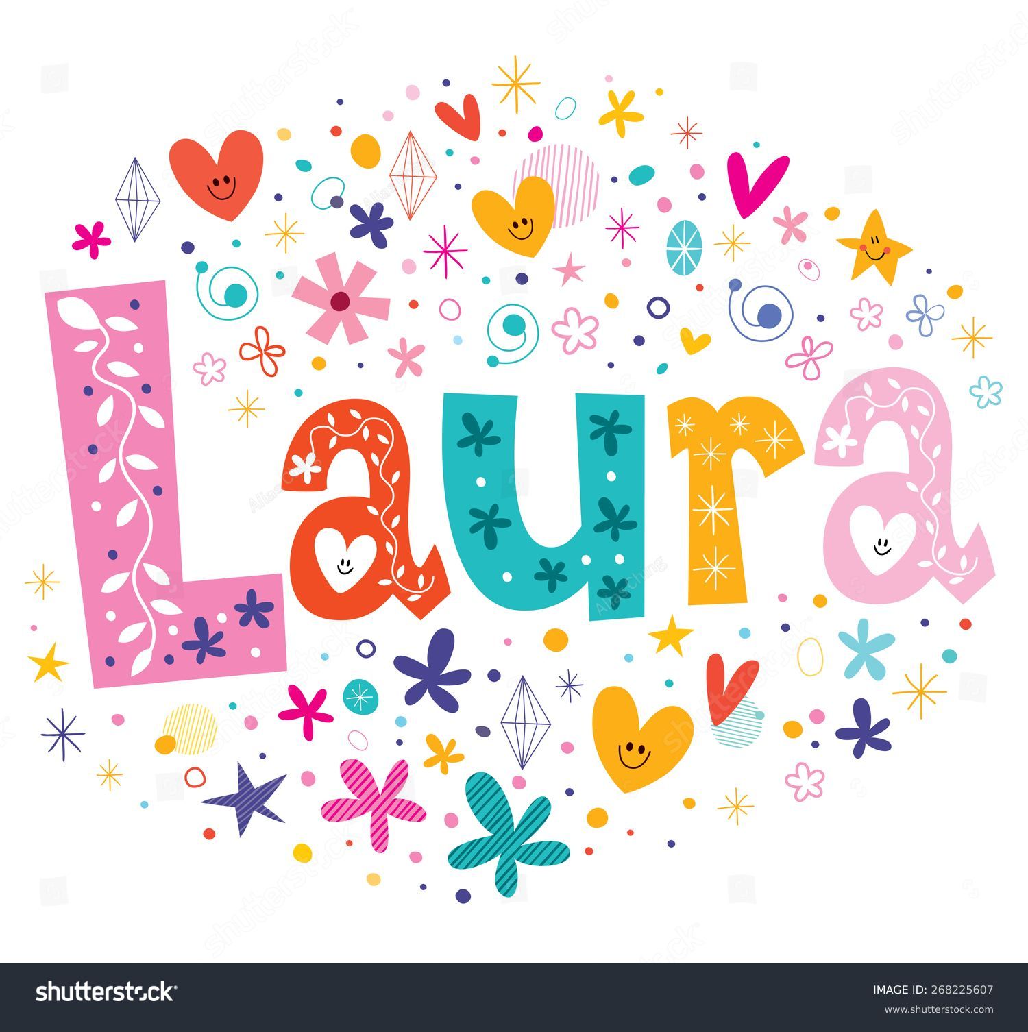 Laura Girls Name Decorative Lettering Type Stock Vector Royalty Free