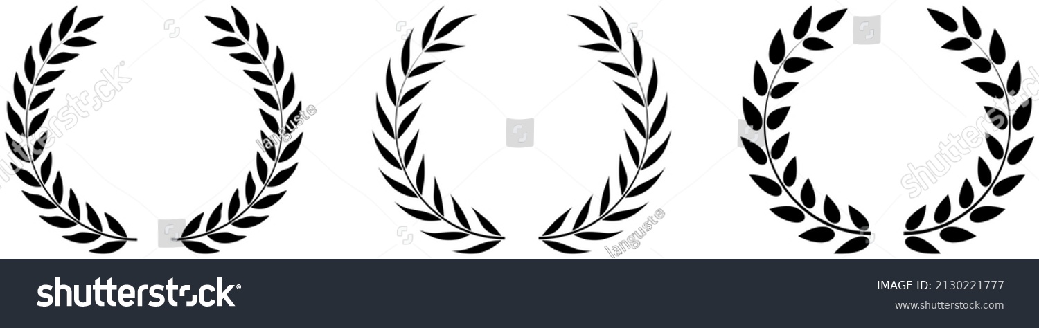 SVG of Laurel wreath honor vector in black. Left and Right single. White isolated background.
Each side single moveable. For own space requirements. svg