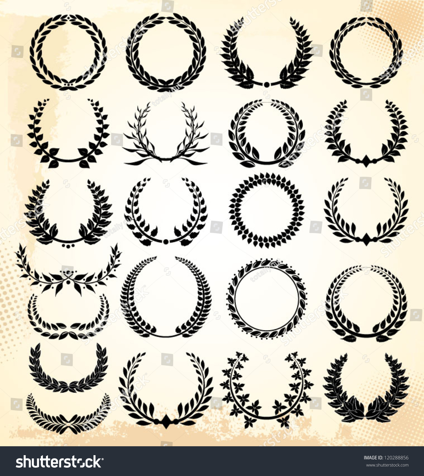 Laurel Wreath Set Stock Vector (Royalty Free) 120288856 - Shutterstock