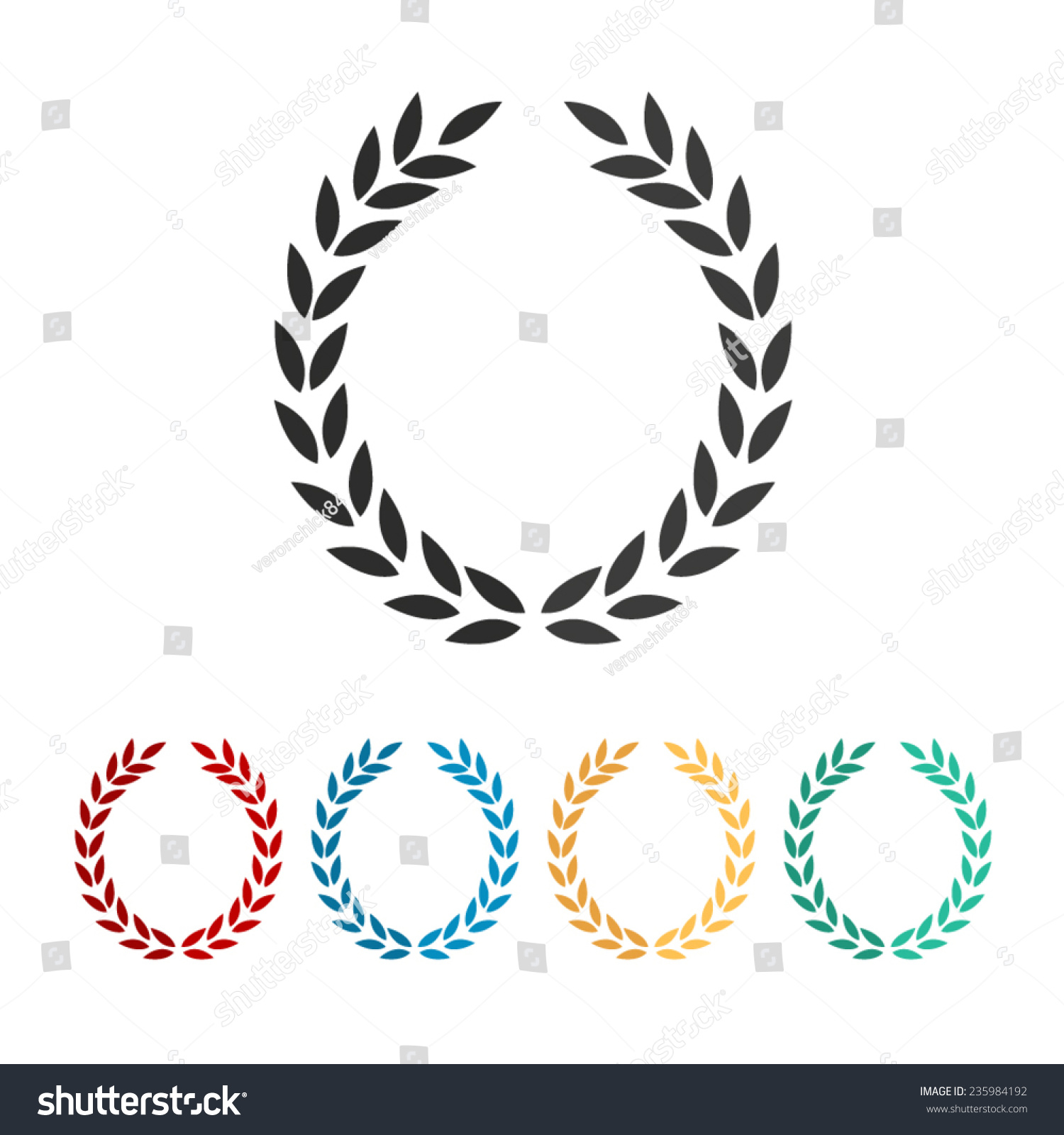 Laurel Wreath Vector Icon Flat Design Stock Vector 235984192 - Shutterstock