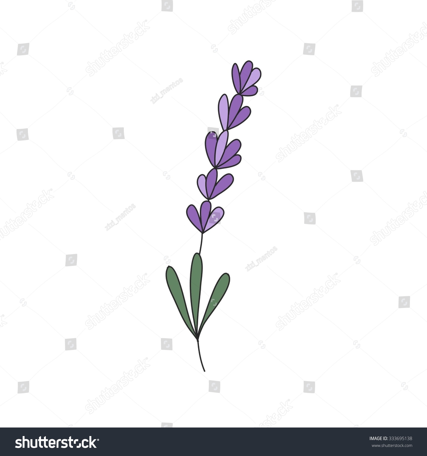 Lavender Hand Drawn Element Vector Illustration Stock Vector (Royalty ...