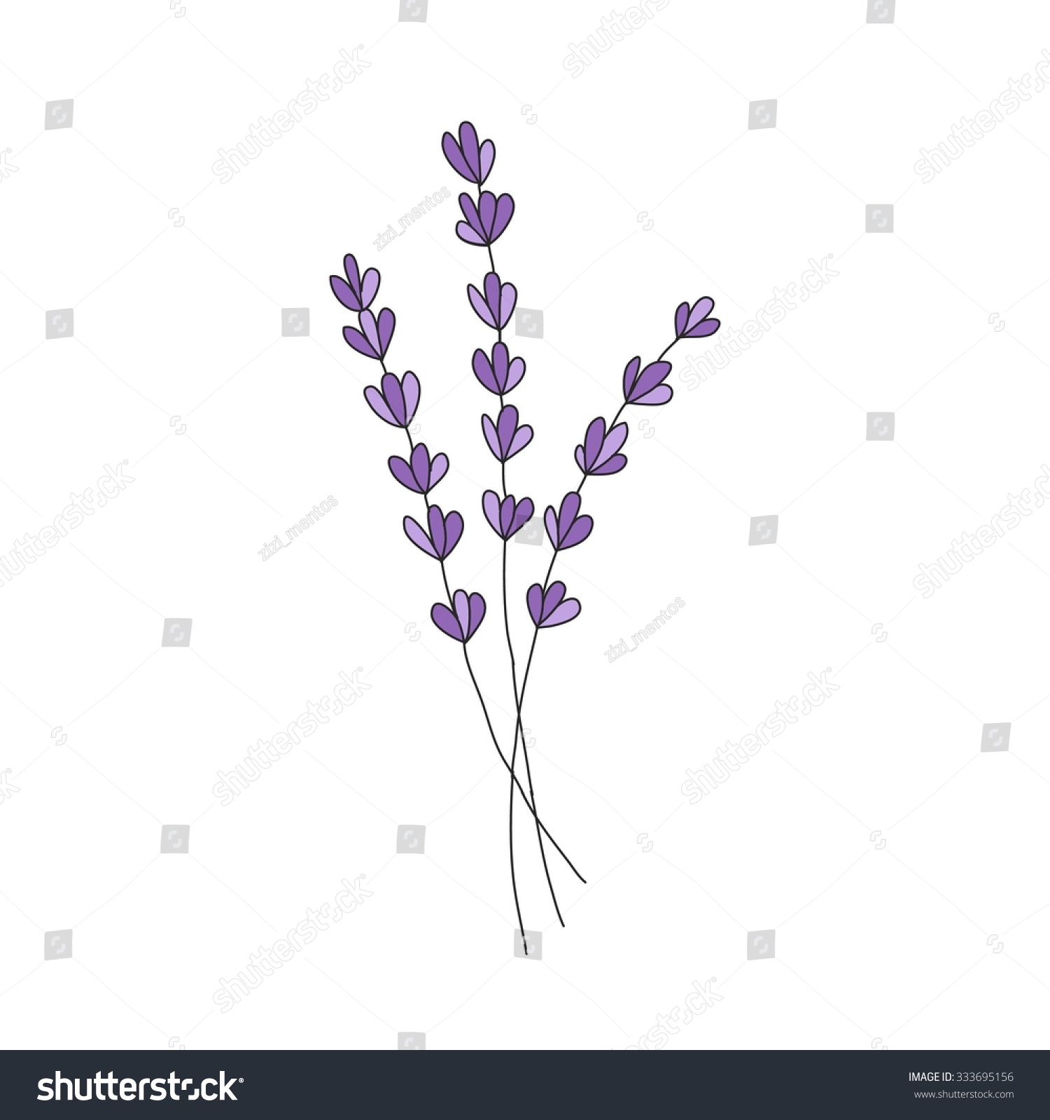 Lavender Hand Drawn Element Vector Illustration Stock Vector 333695156