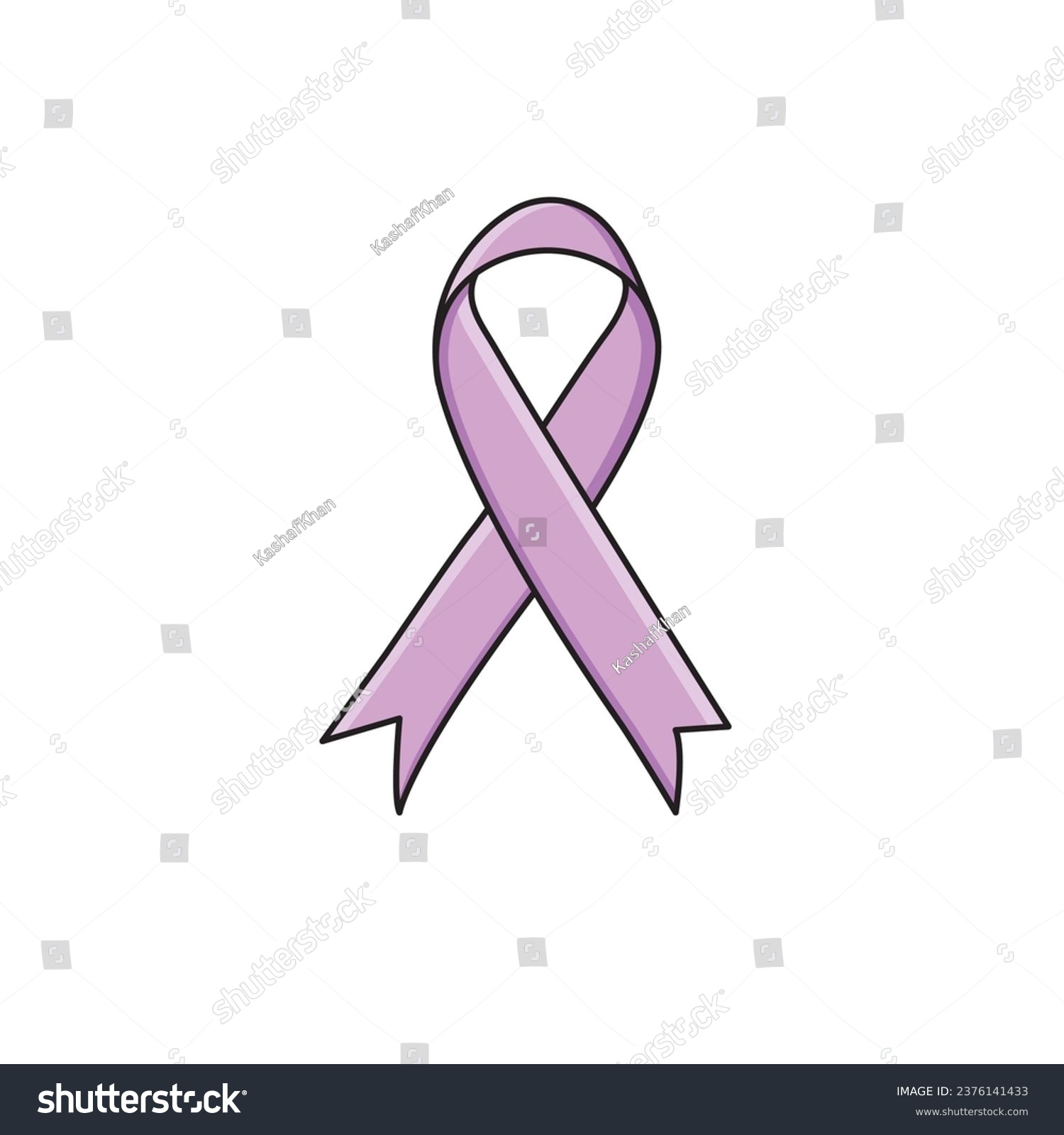 SVG of Lavender Satin Ribbon All Cancer Awareness World Cancer Day On White Background Vector Illustration svg
