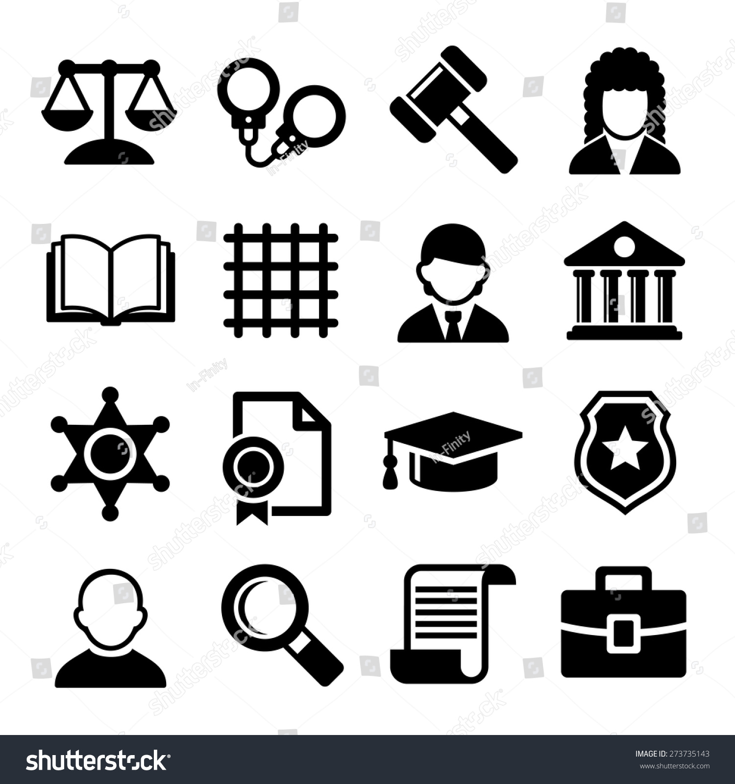 Law Justice Icons Set Vector Stock Vector (royalty Free) 273735143