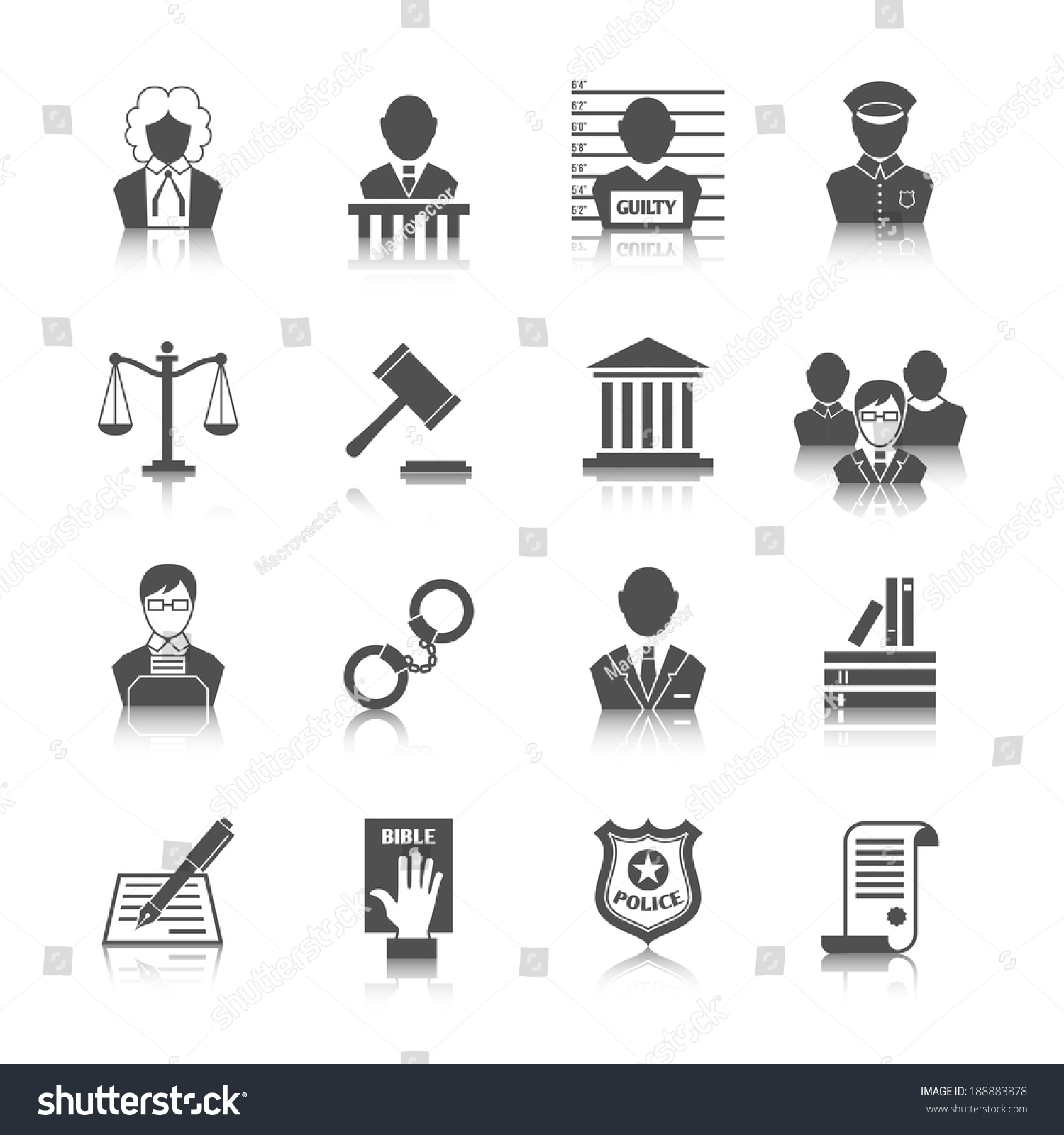 Law Legal Justice Judge And Legislation Icons Set With Scales Court ...