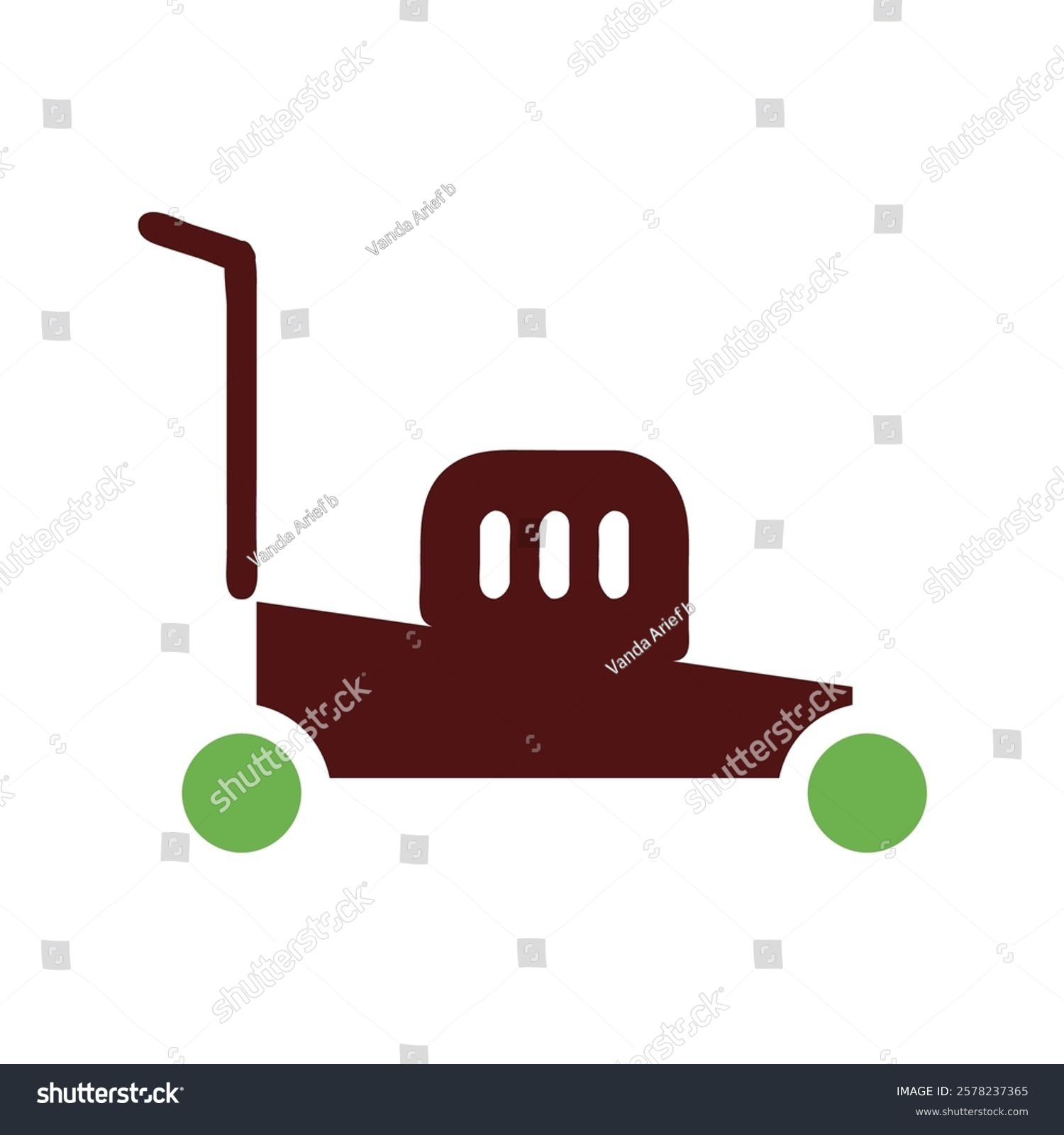 brown lawnmower with green wheels clip art preview
