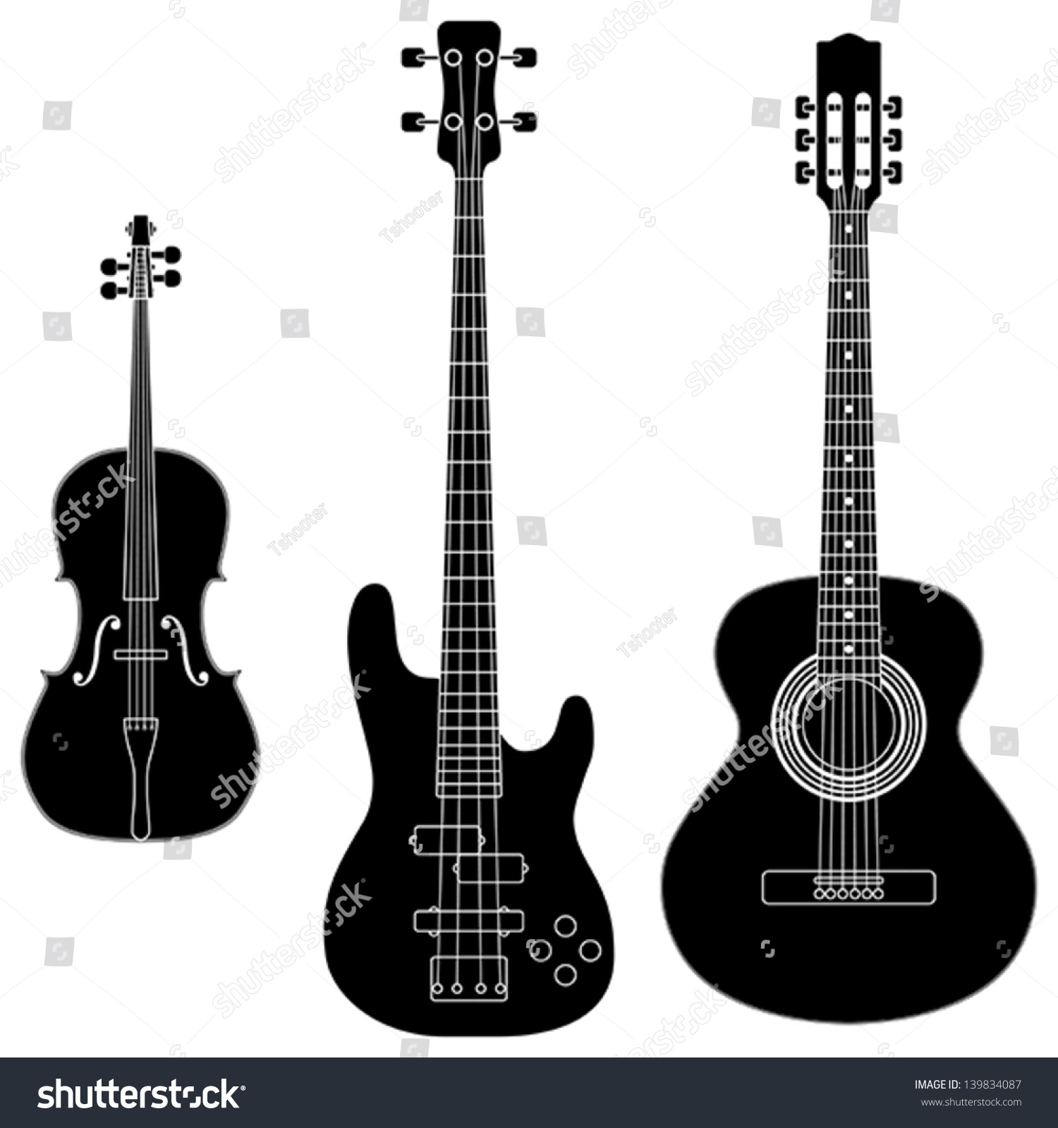 Layered Vector Illustration Collected String Instruments: เวกเตอร์สต็อก ...
