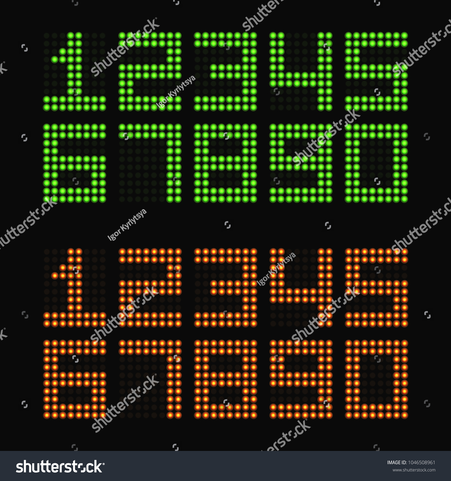 Lcd Numbers Electronic Devices Digital Glowing Stock Vector (Royalty ...