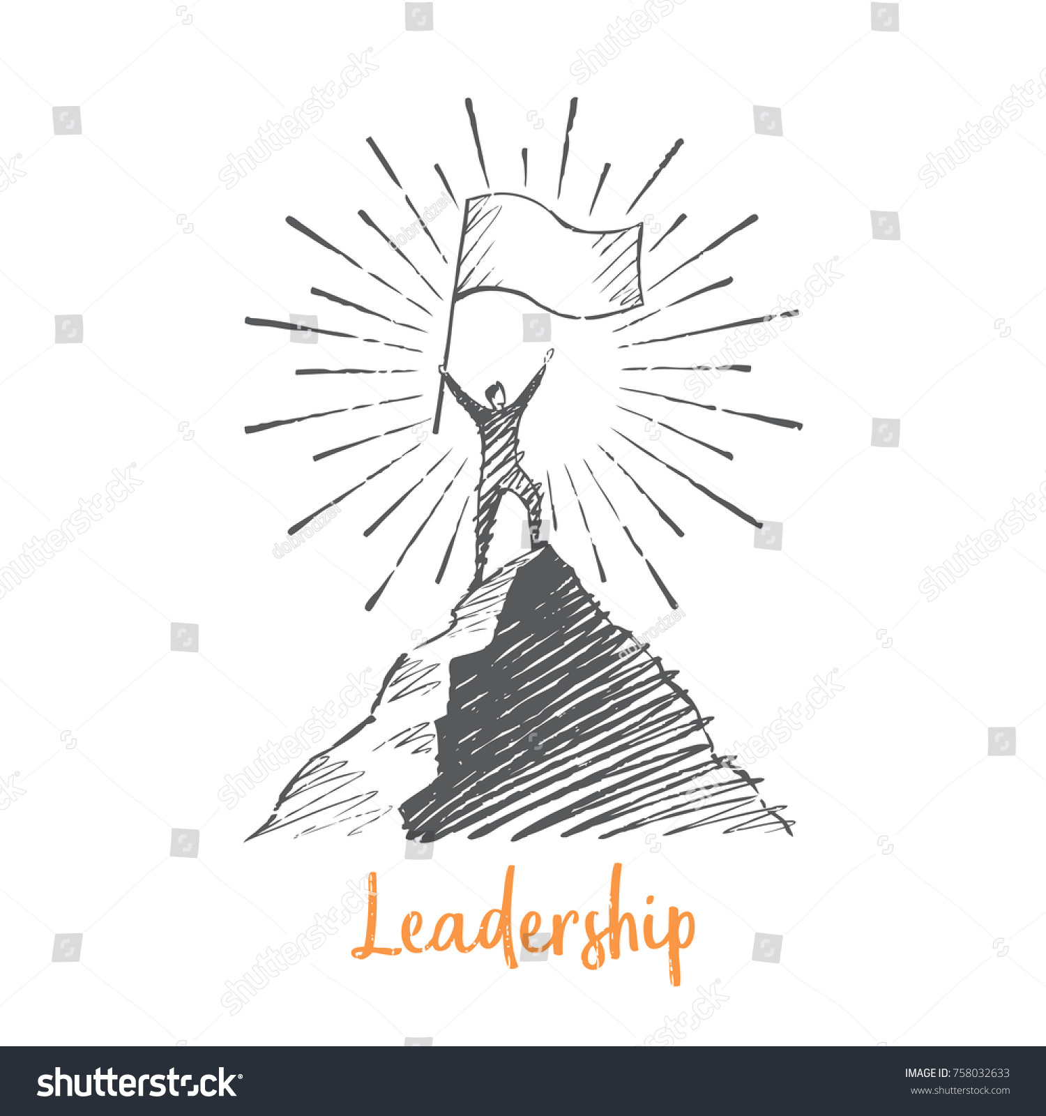 Leadership Man Stands On Top Mountain Stock Vector (Royalty Free ...