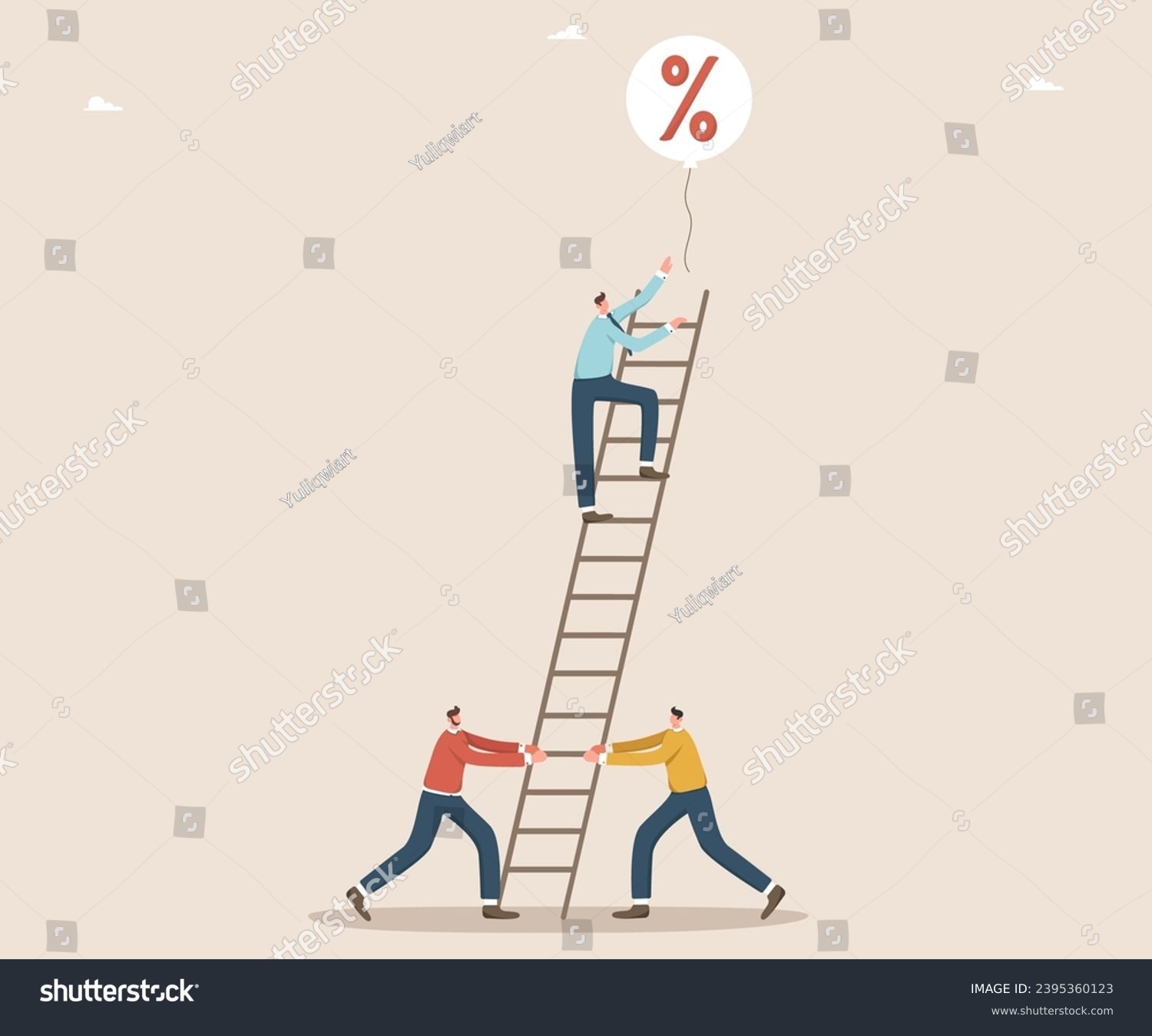 SVG of Leadership in increasing investment portfolio, income or savings, mentoring in creating safe deposit boxes, receiving interest payments, comrades hold ladder and colleague catches interest ballon. svg