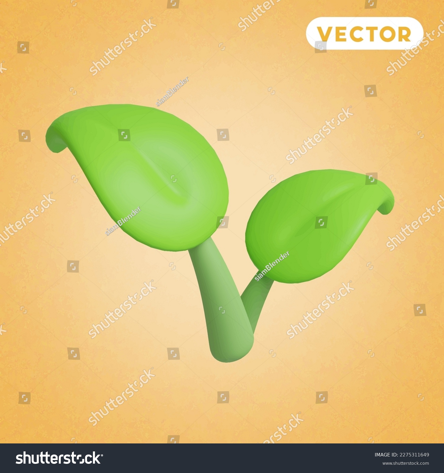 SVG of leaf 3D vector icon set, on a orange background svg