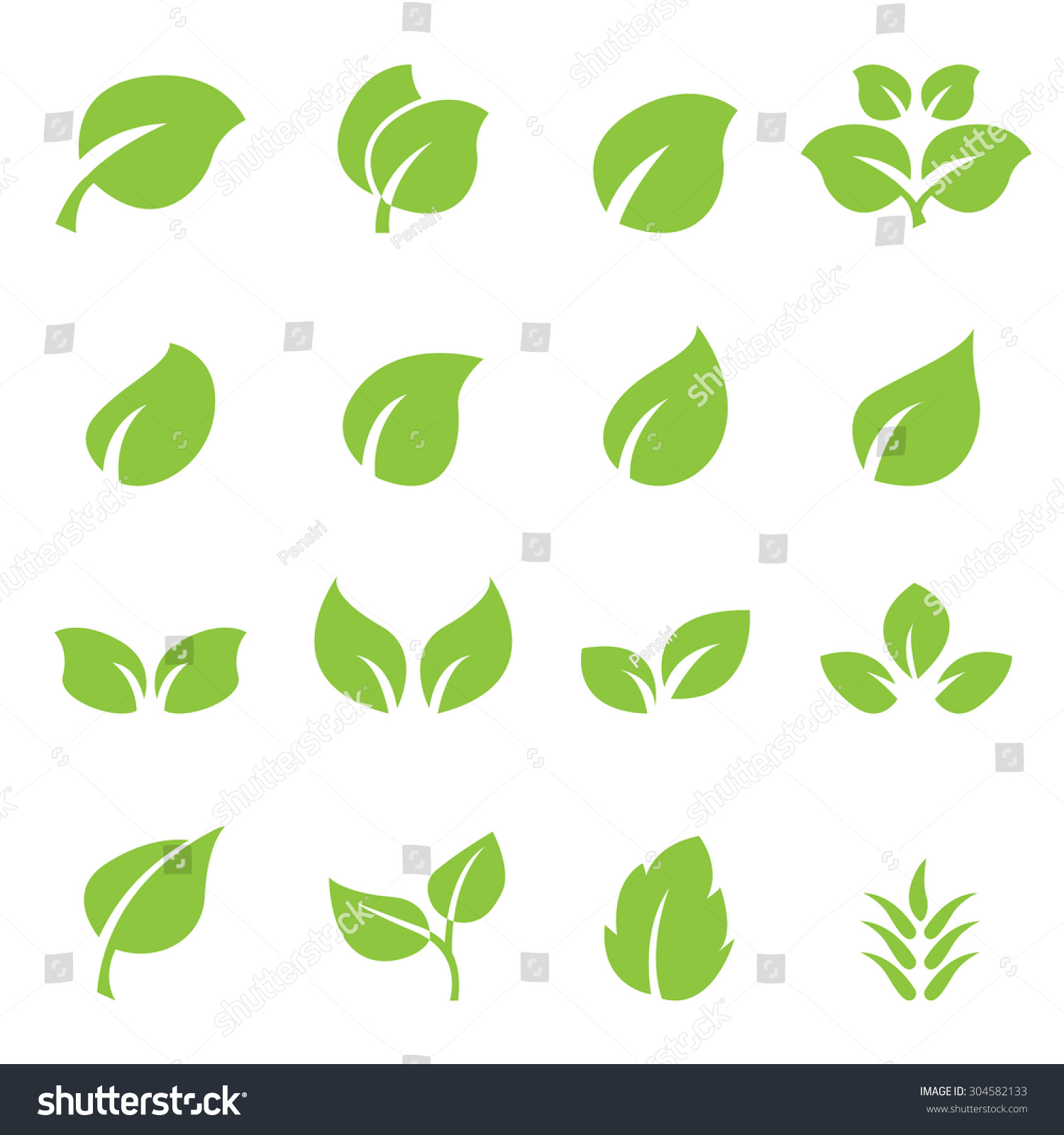 Leaf Icon Set Stock Vector 304582133 - Shutterstock