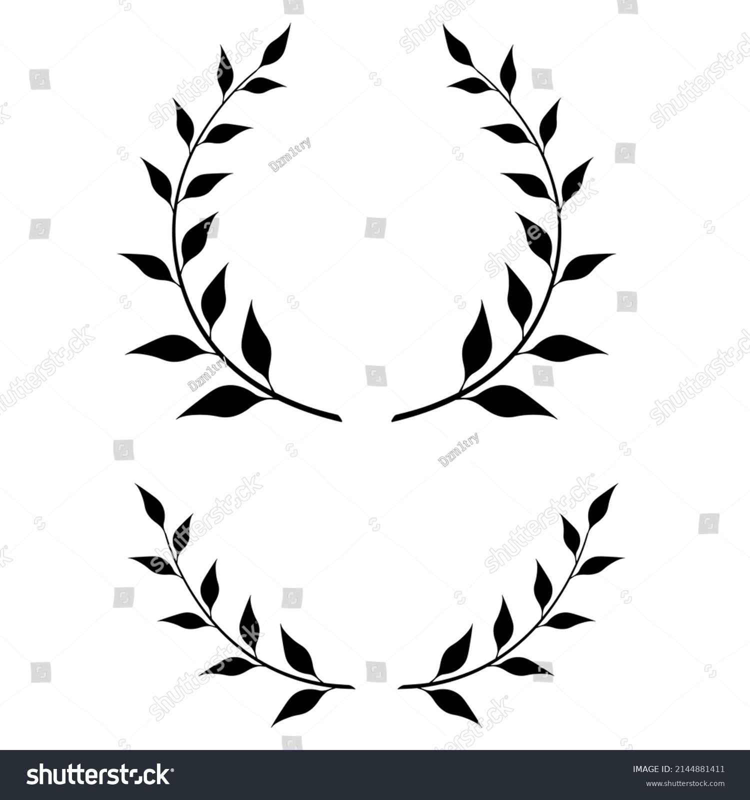 SVG of Leaf wreath silhouette icon round and half. Clipart image isolated on white background svg