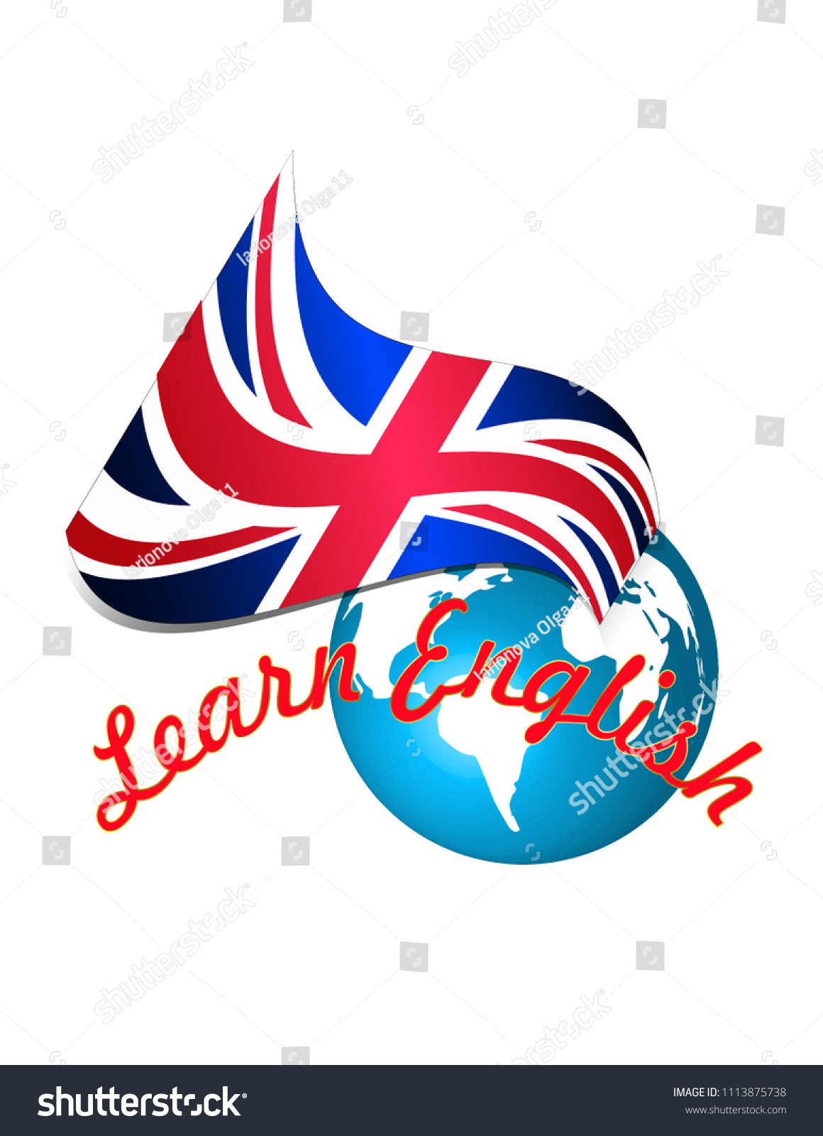 Learn English Logo Stock Vector (Royalty Free) 1113875738