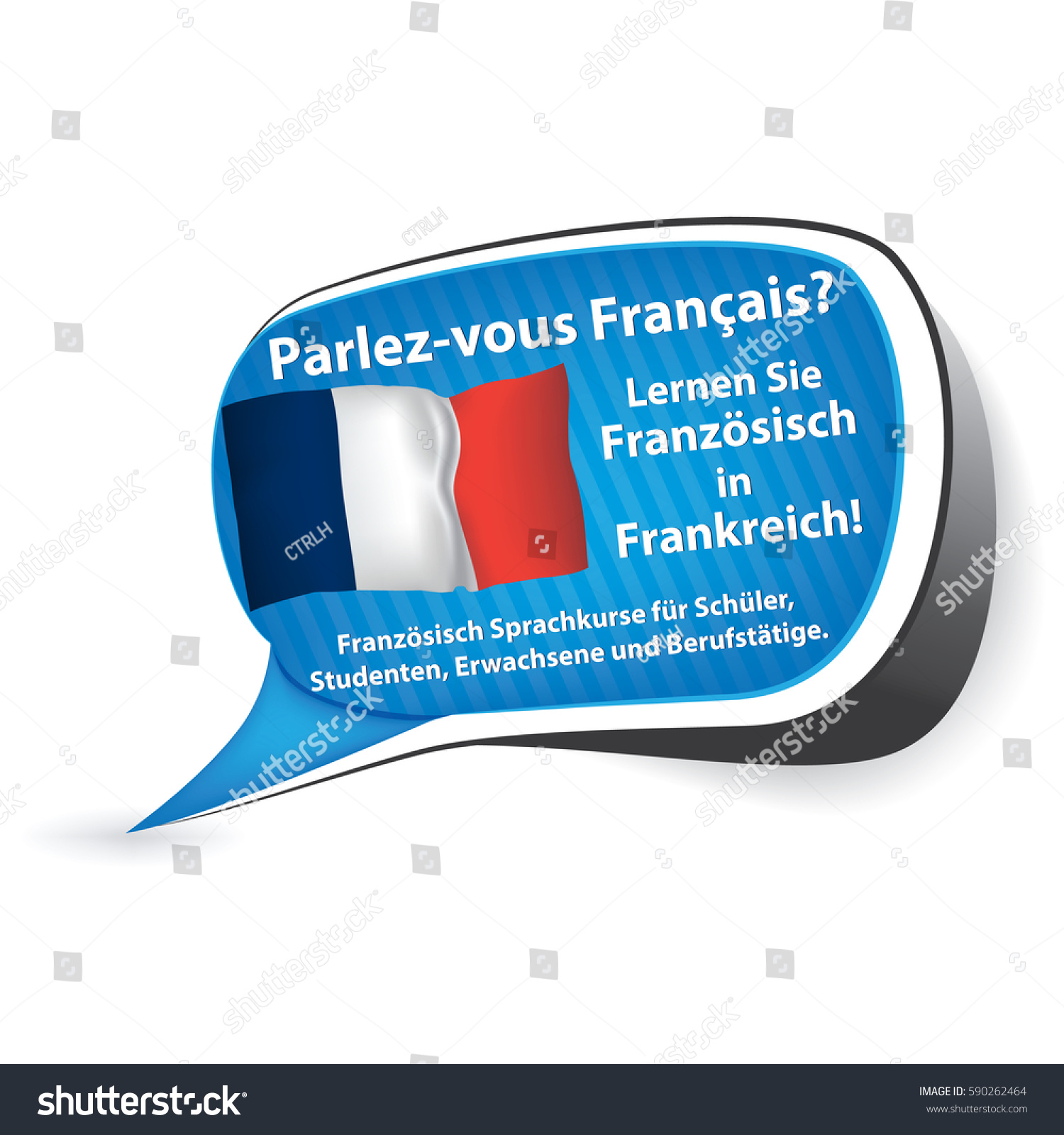 Learn French France Speech Bubble German Stock Vector (Royalty Free ...