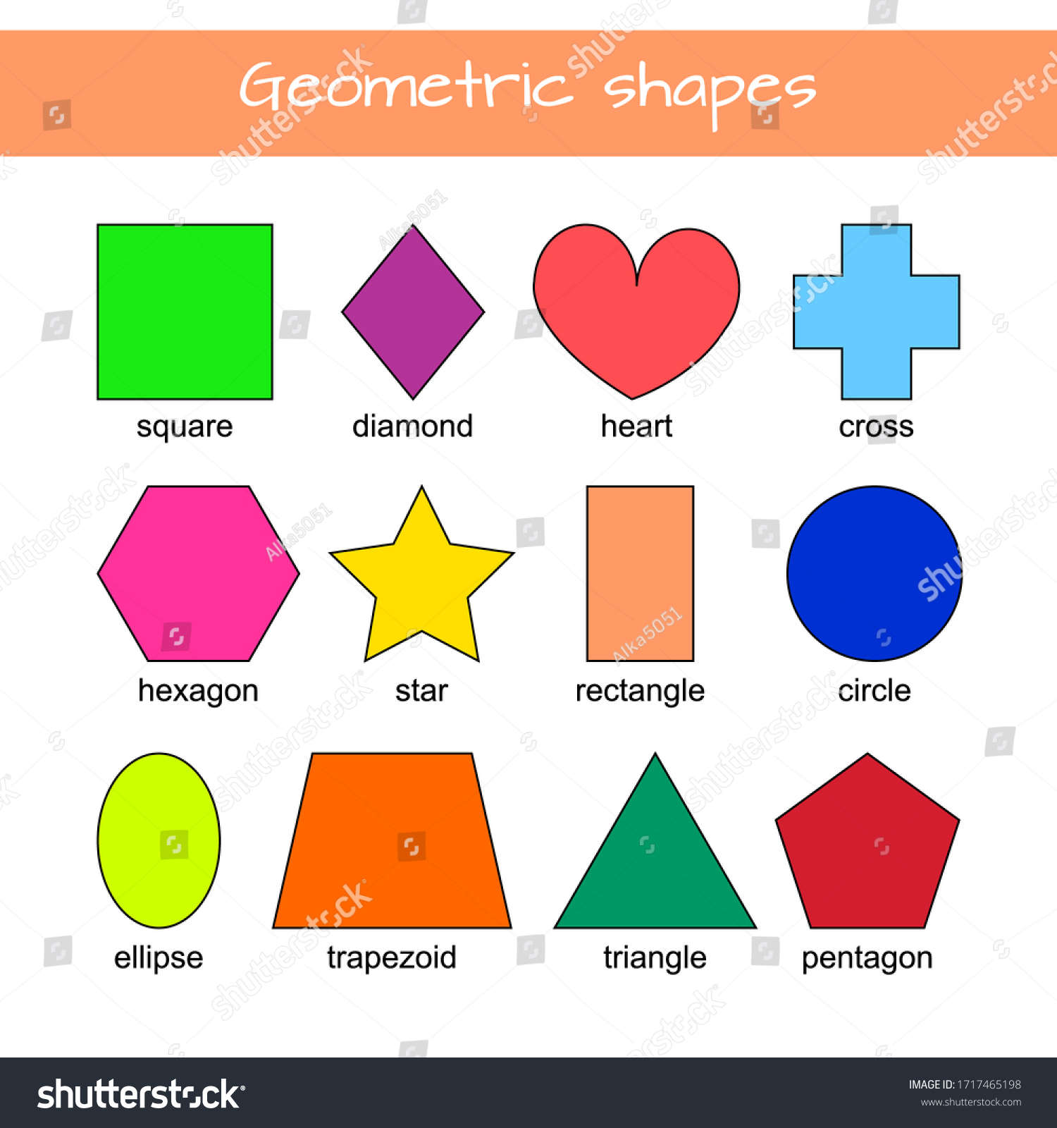 Learn Geometric Shapes Educational Material Preschool Stock Vector ...