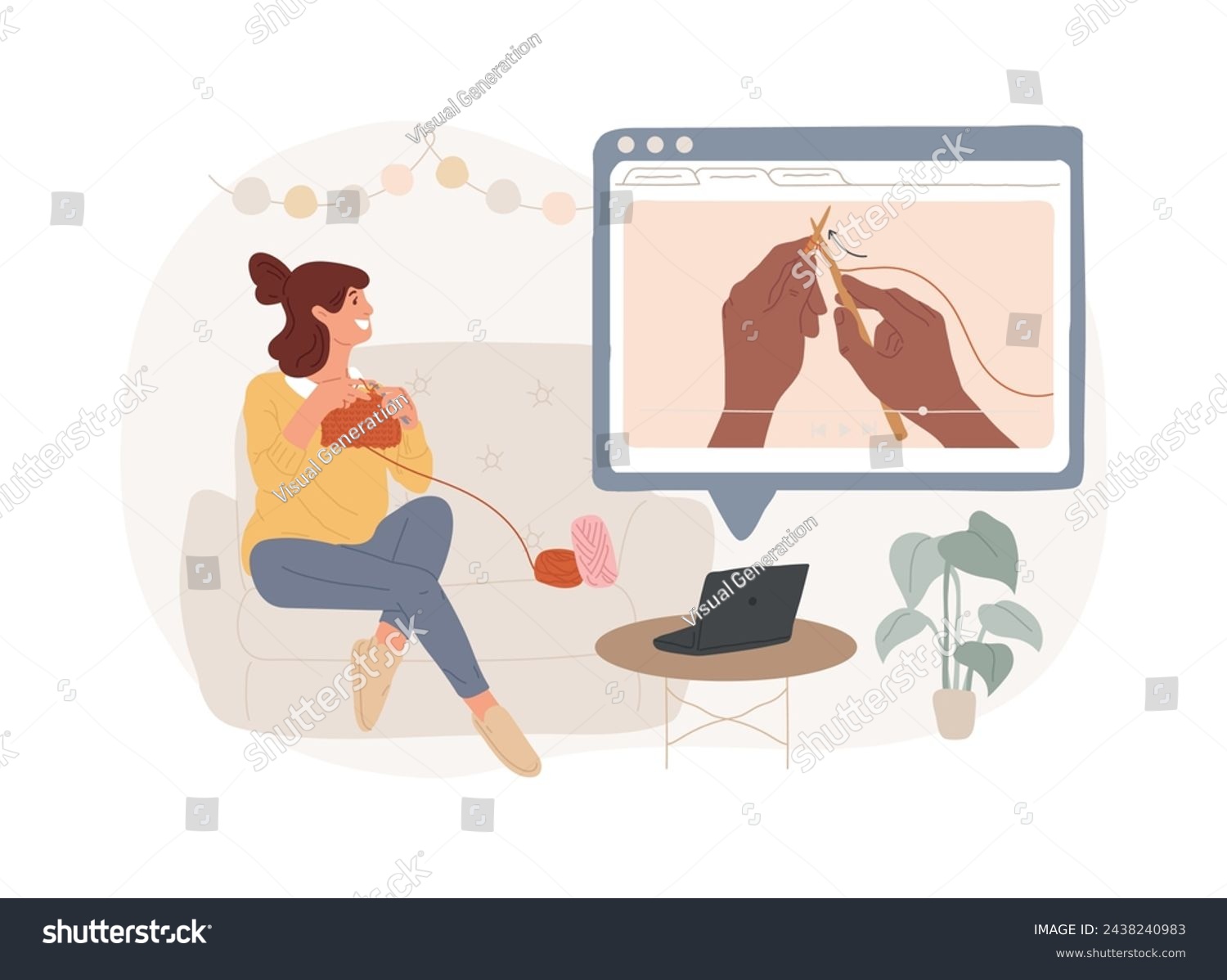 SVG of Learn how to knit isolated concept vector illustration. Positive self-statement practice, crocheting mental health benefits, relieve stress during the coronavirus pandemic vector concept. svg