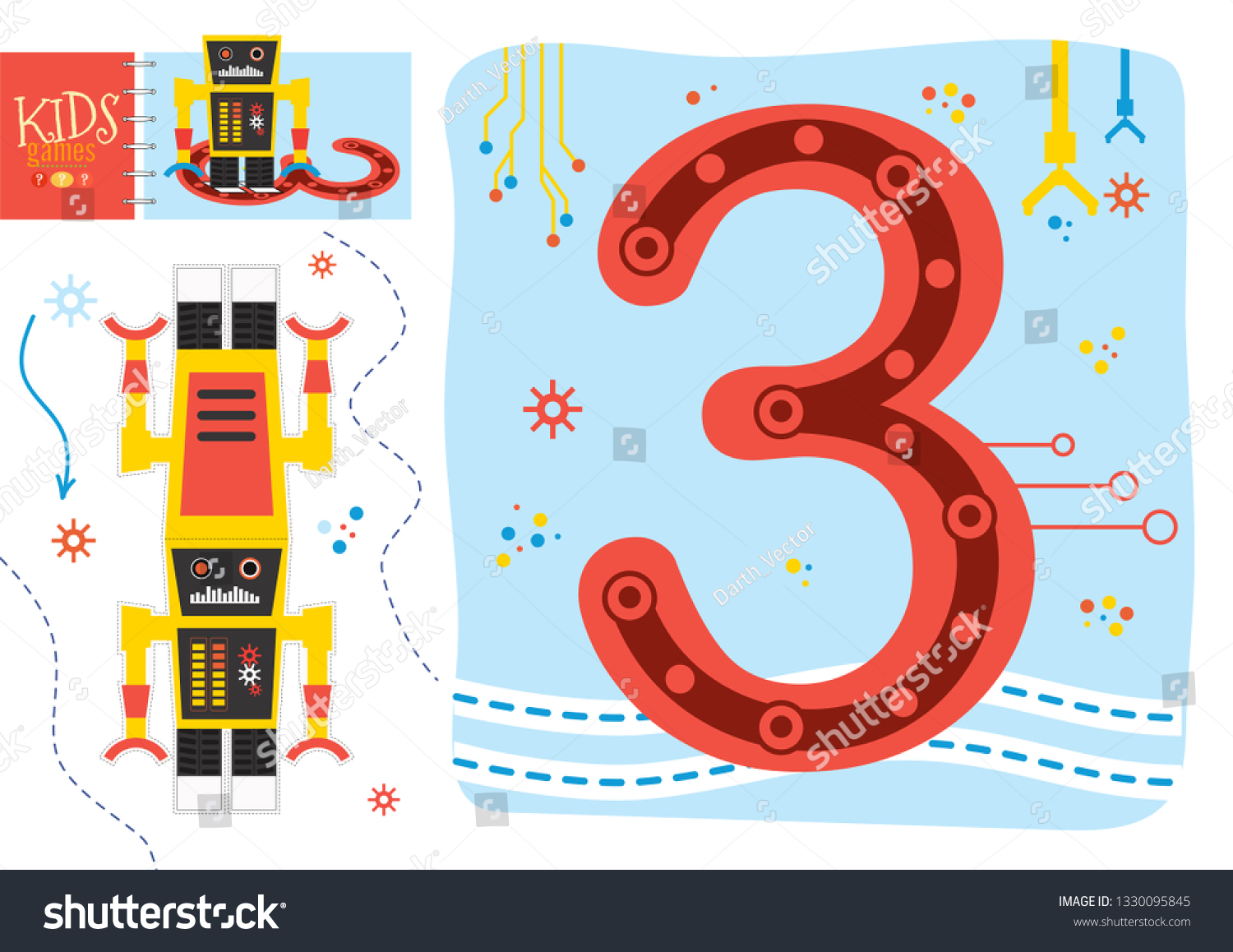 learn-how-write-number-3-preschool-stock-vector-royalty-free