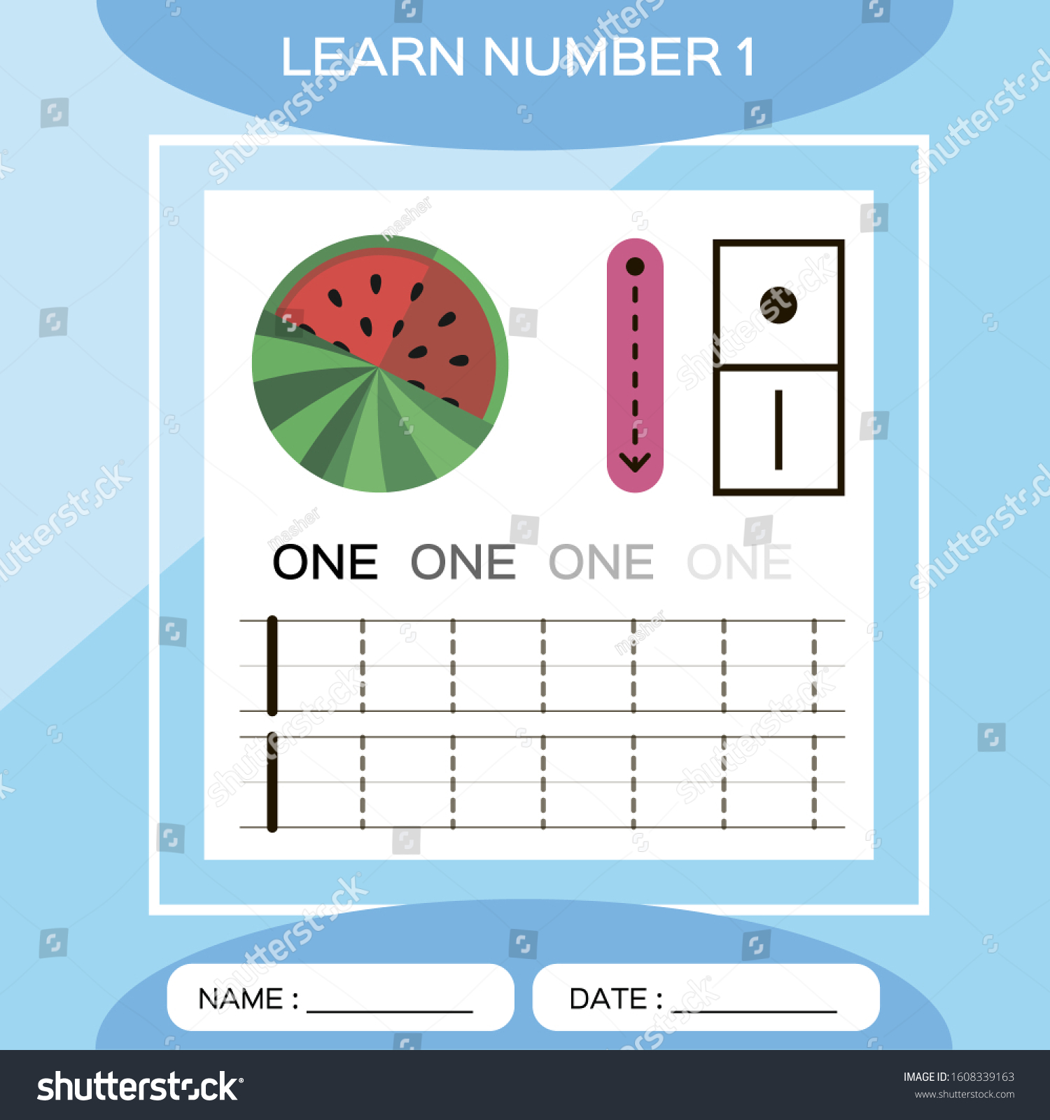 Learn Number 1 One Children Educational Stock Vector (Royalty Free