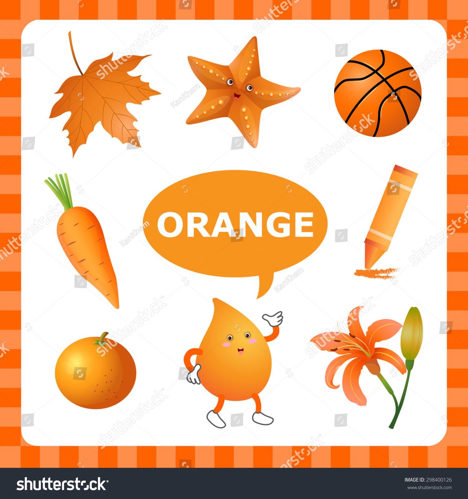 Learn Color Orange Things That Orange Stock Vector (Royalty Free ...