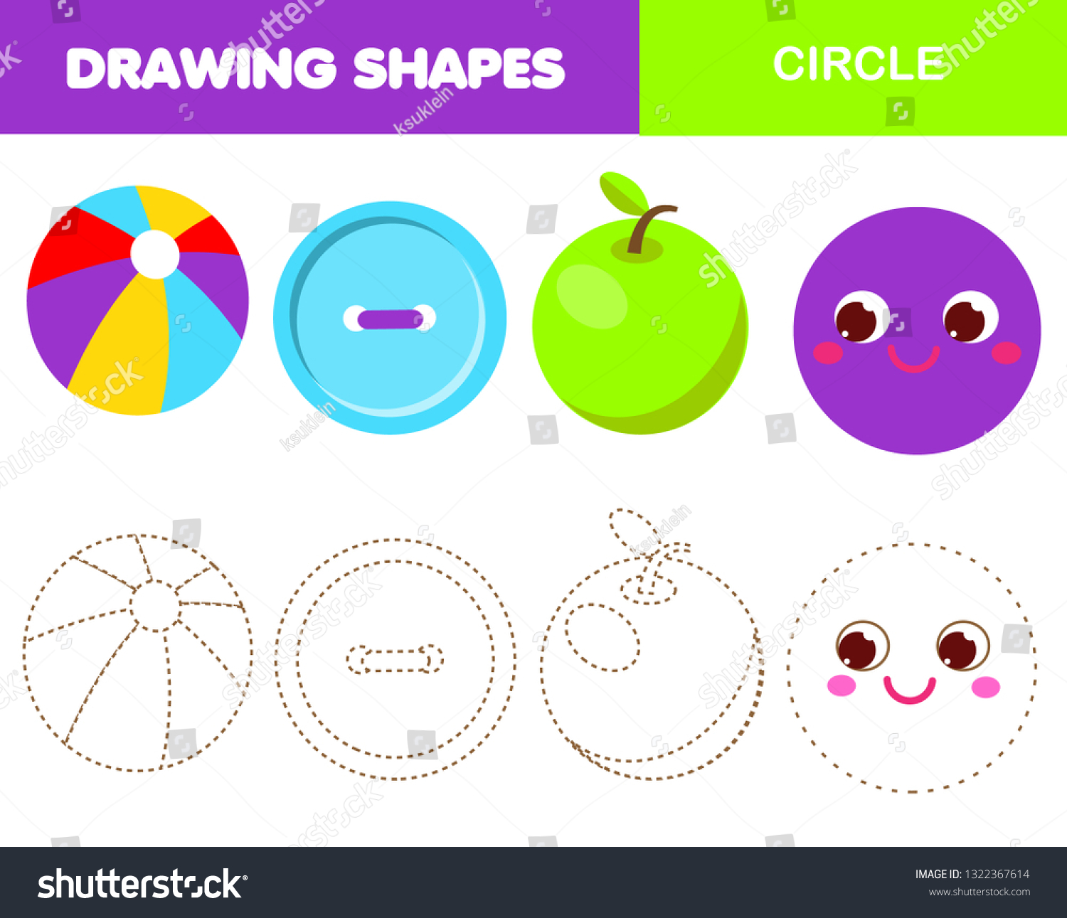 learning geometric shapes kids circle objects stock vector royalty free 1322367614