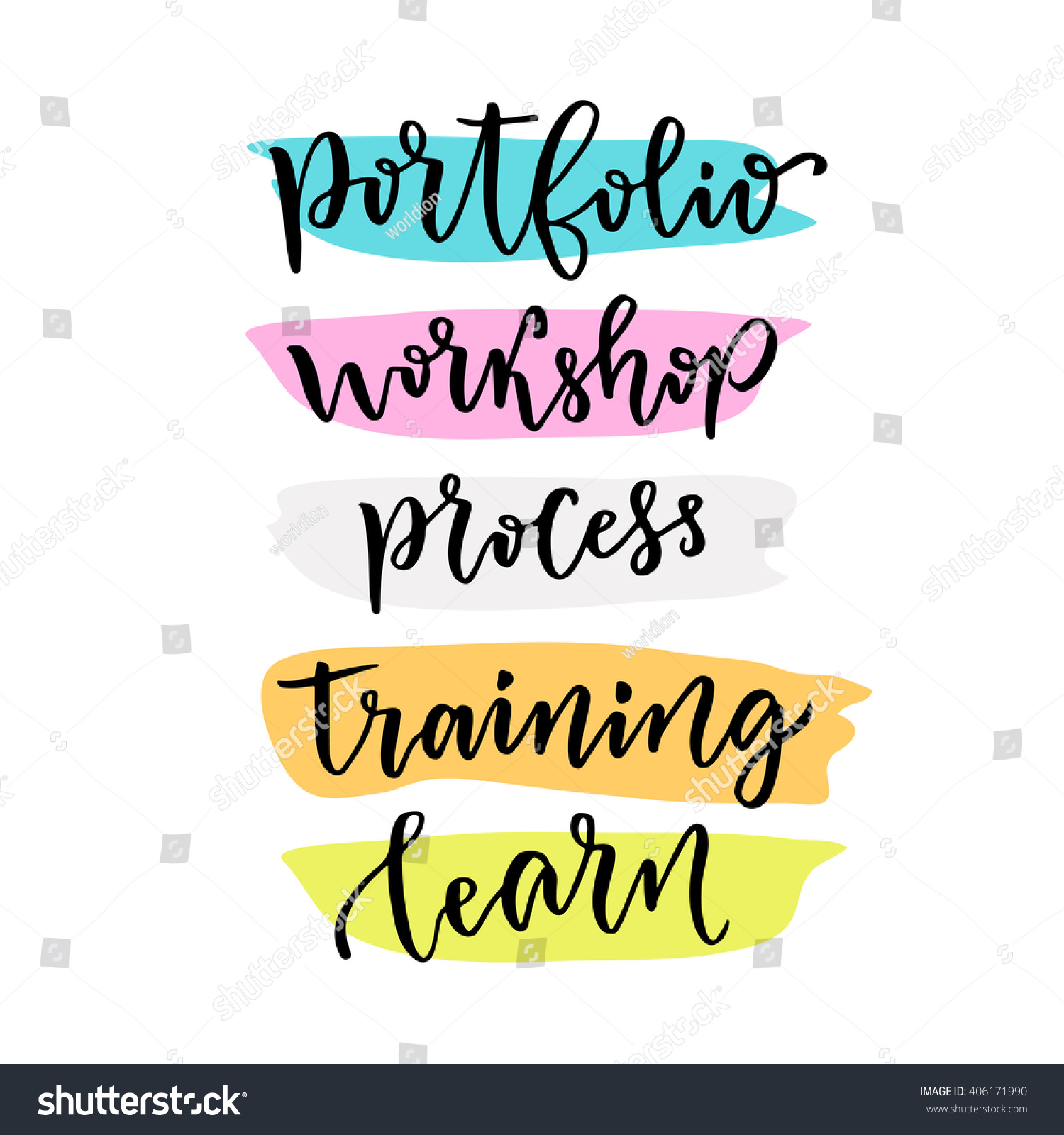 Learning lettering for blog icons Vector hand lettering elements for presentation course design