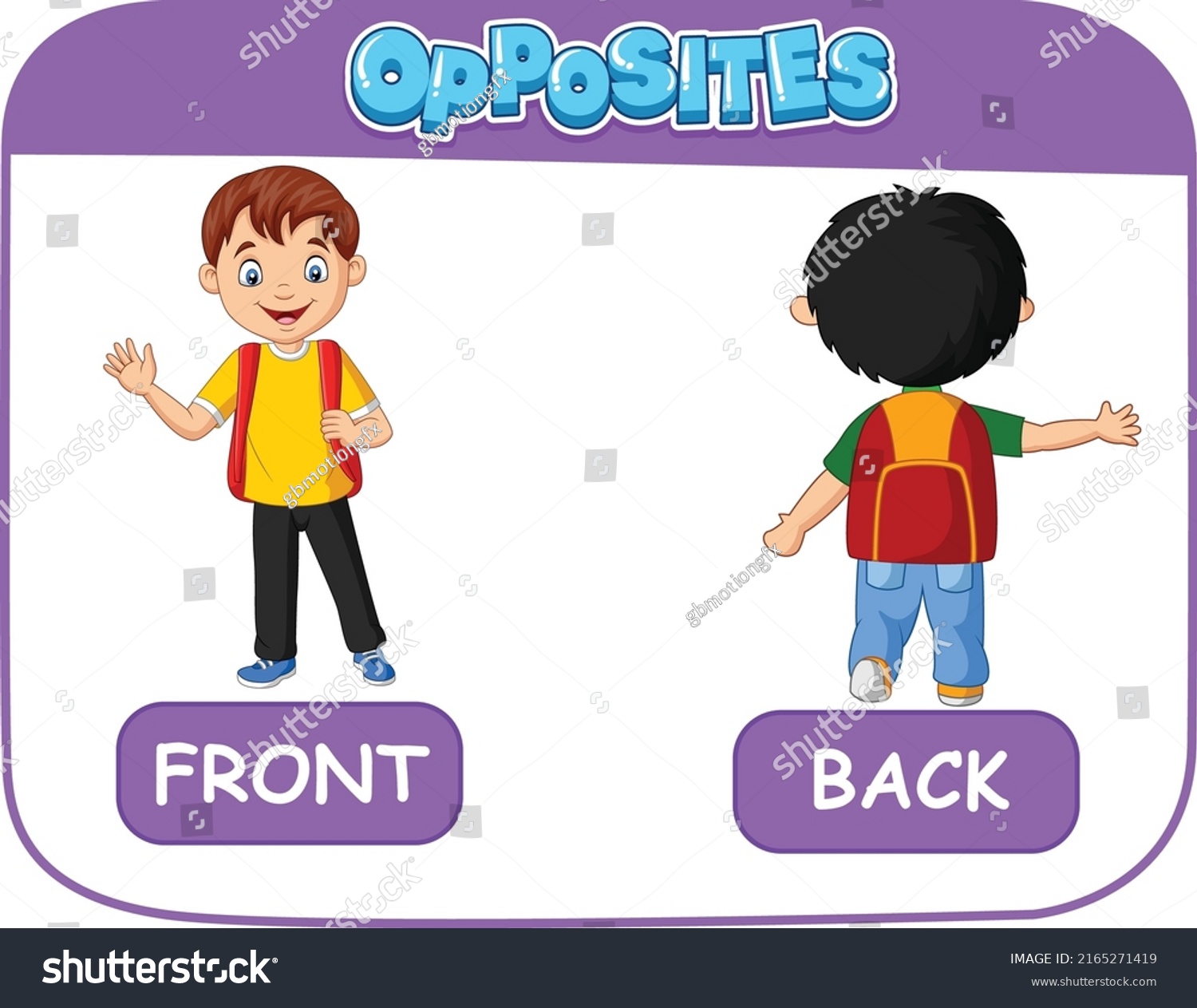 Learning Opposites Front Back Stock Vector (Royalty Free) 2165271419 ...