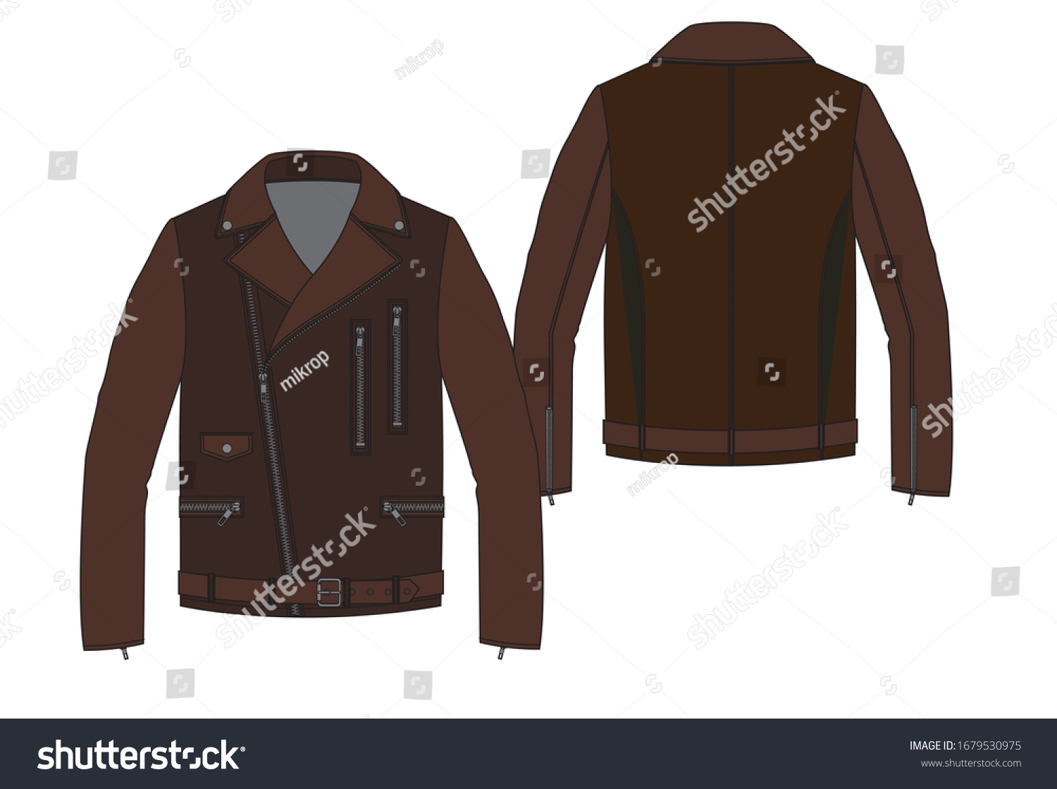 Leather Jacket Illustration Fashion Template เวกเตอร์สต็อก (ปลอดค่า