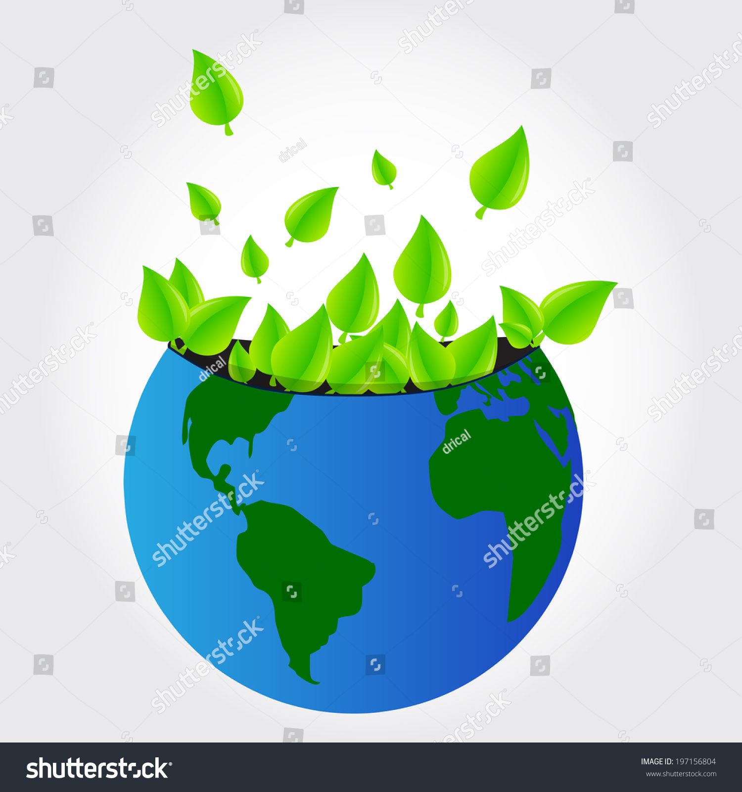 Leaves Trees Coming Out Planet Earth Stock Vector Royalty Free