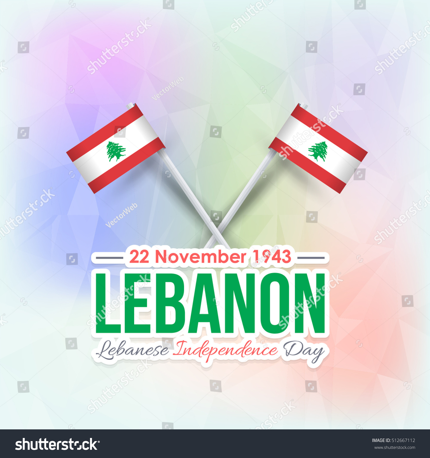 Lebanese Independence Day Low Poly Style Stock Vector (Royalty Free ...