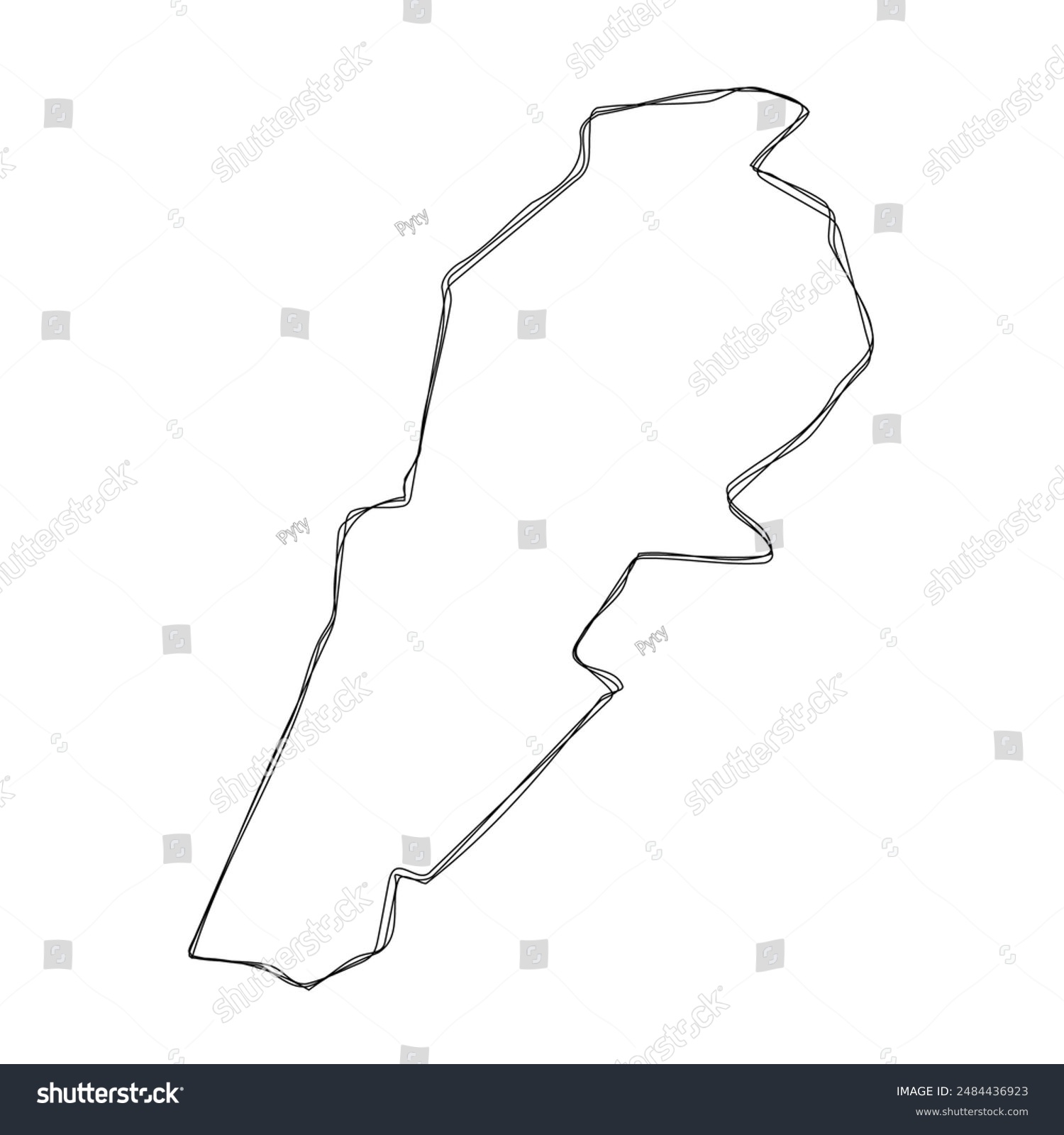 recommend clip art: Lebanon country simplified map.Thin triple pencil sketch outline isolated on white background. Simple vector icon