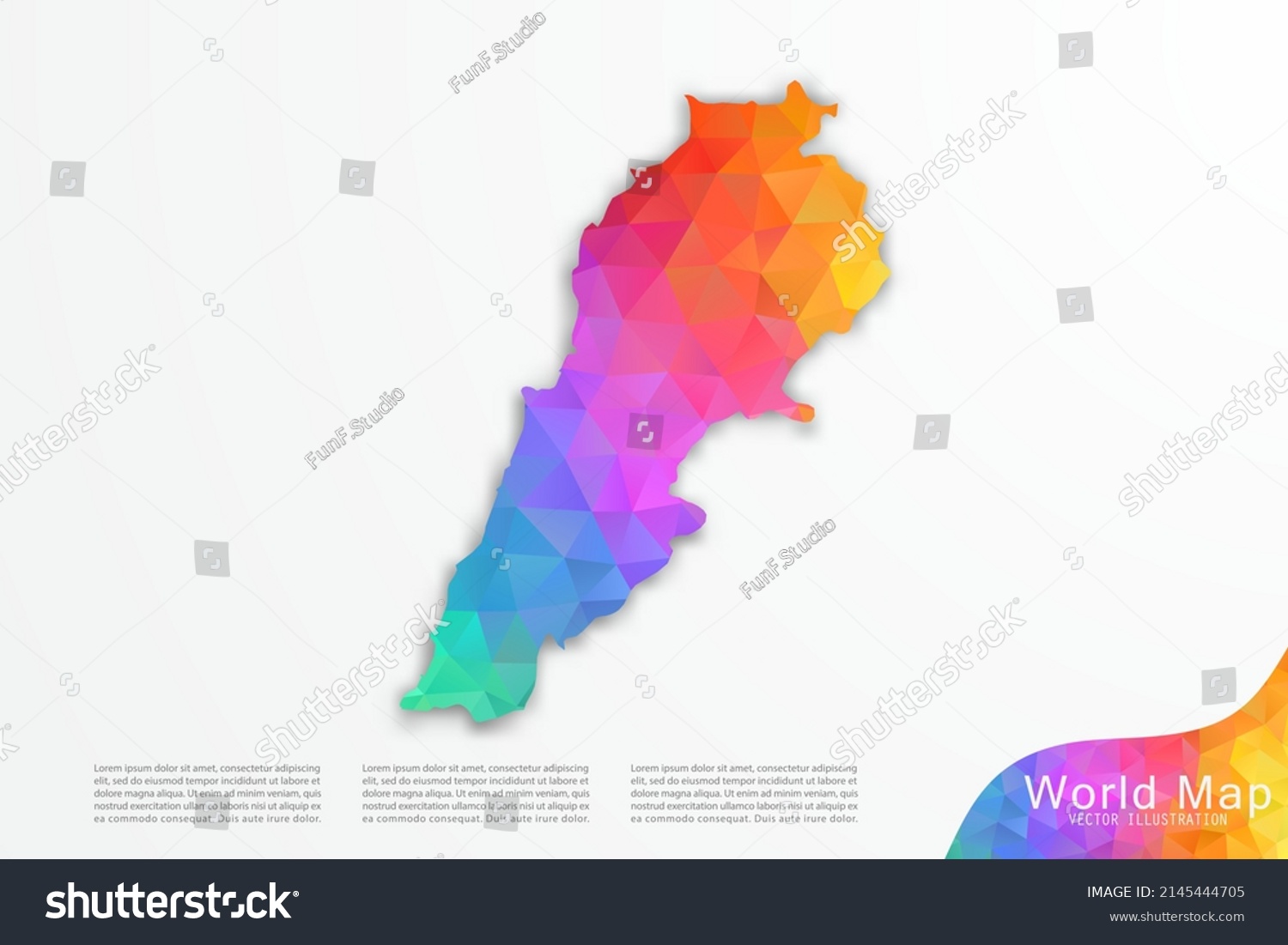 Lebanon Map World Map International Vector Stock Vector Royalty Free   Stock Vector Lebanon Map World Map International Vector Template With Polygon Style And Gradient Colorful 2145444705 