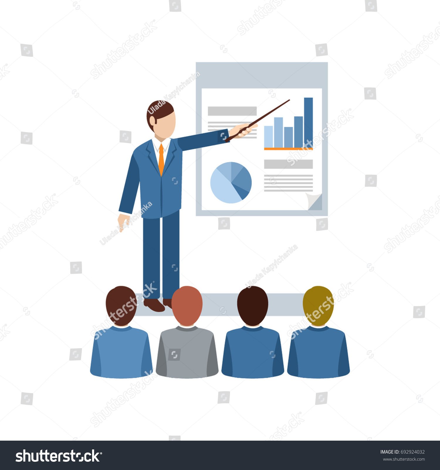 presentation in progress, blue suit, audience clip art preview