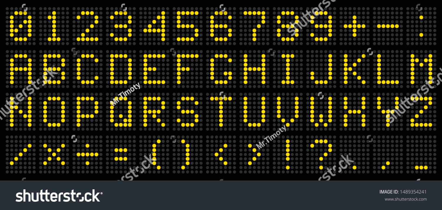 SVG of Led digital font.Creative vector illustration of led digital alphabet, font, electronic number digital display svg