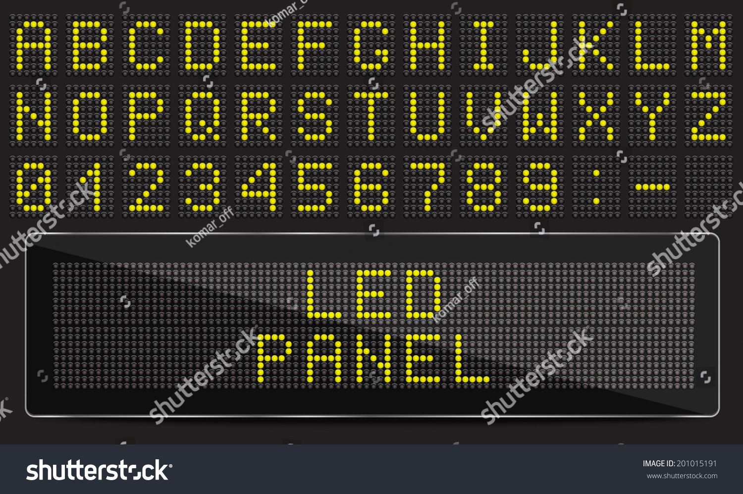 SVG of LED digital font on black background, vector illustration svg