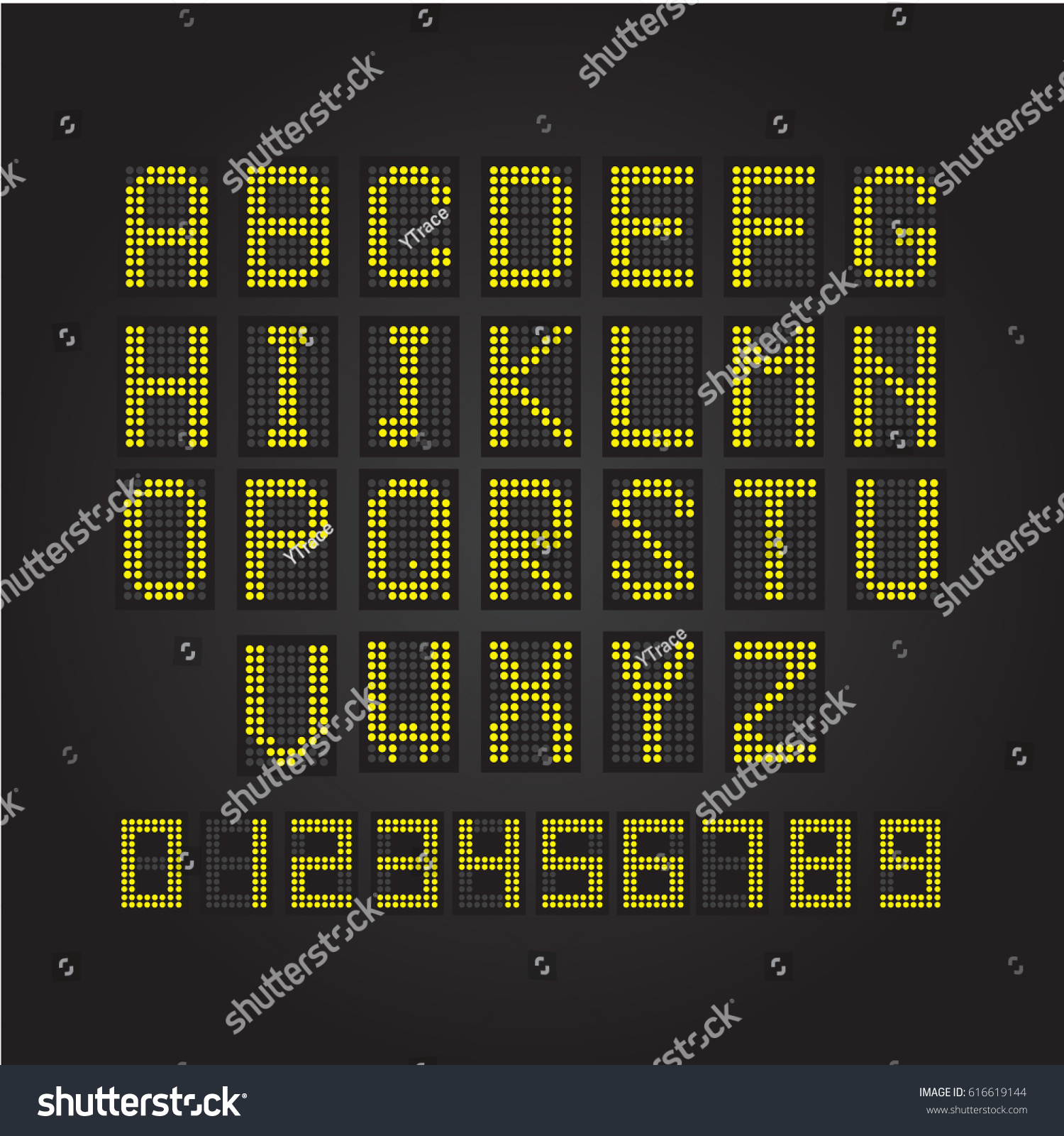 SVG of LED Scoreboard mechanical and electronic panel letters alphabets svg