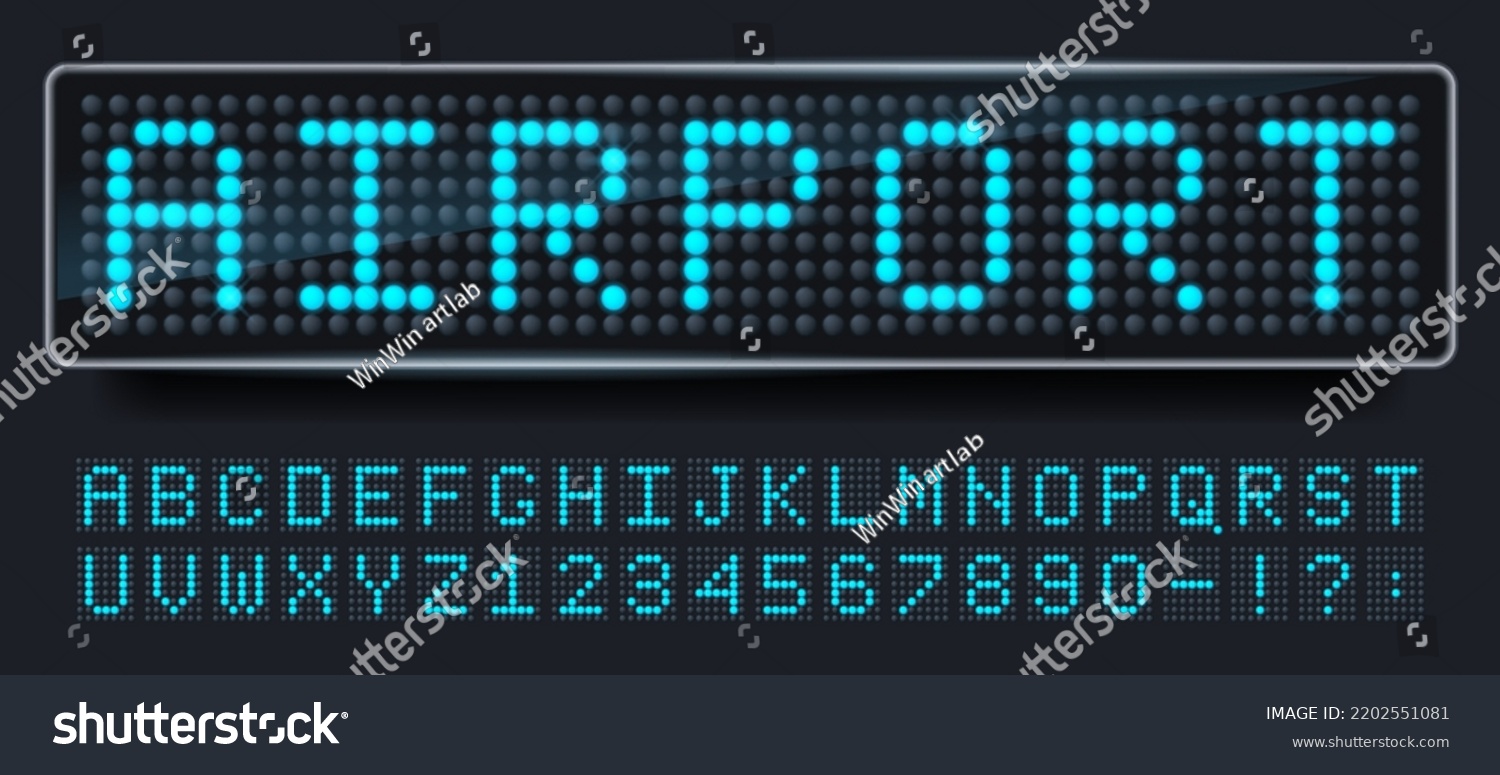 SVG of Led screen font. Digital sign board letters and numbers, scoreboard display alphabet and terminal dotted text vector set. Illustration of screen led display, scoreboard font svg