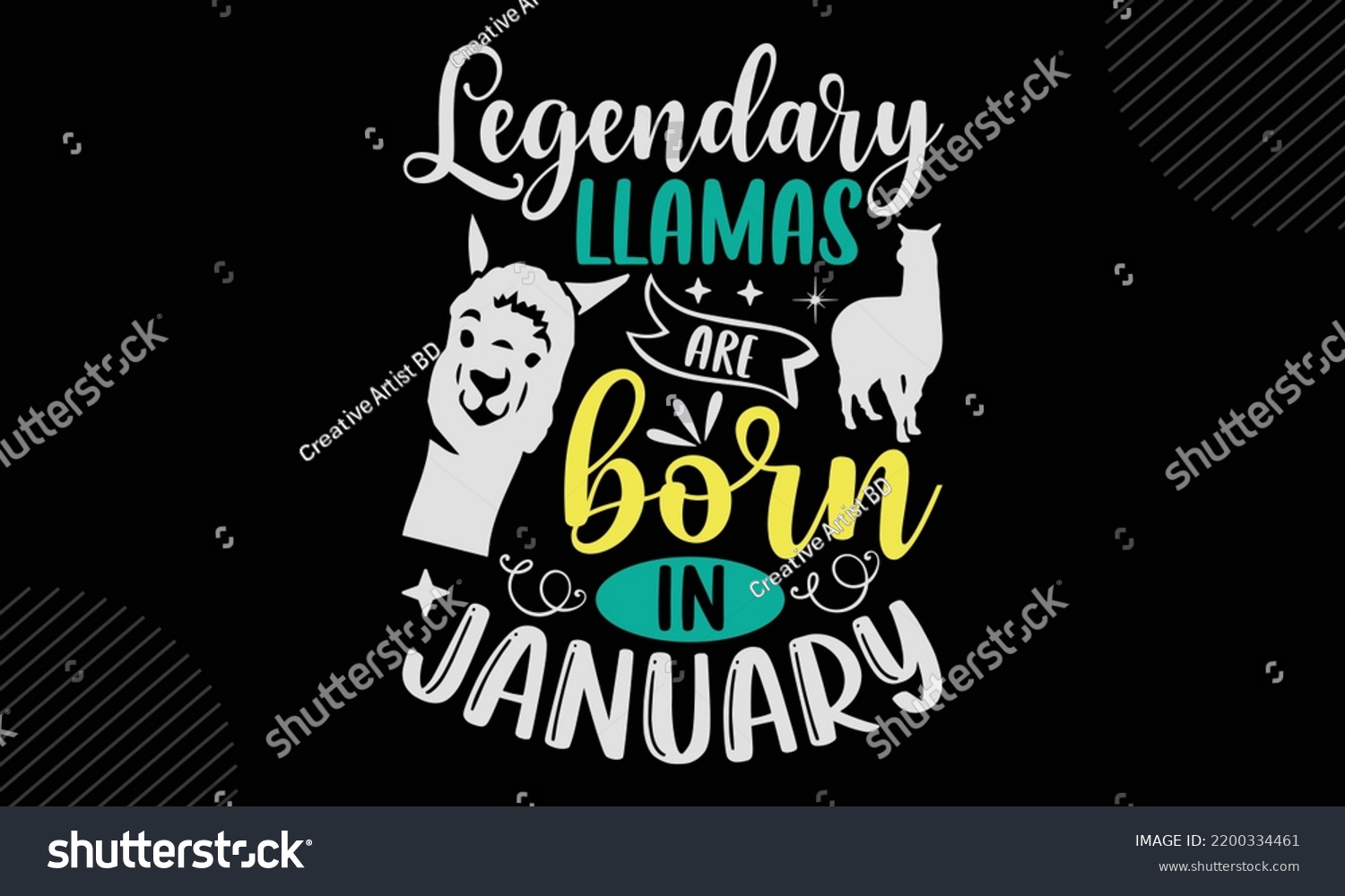 SVG of Legendary Llamas Are Born In January - Llama T shirt Design, Hand drawn vintage illustration with hand-lettering and decoration elements, Cut Files for Cricut Svg, Digital Download svg