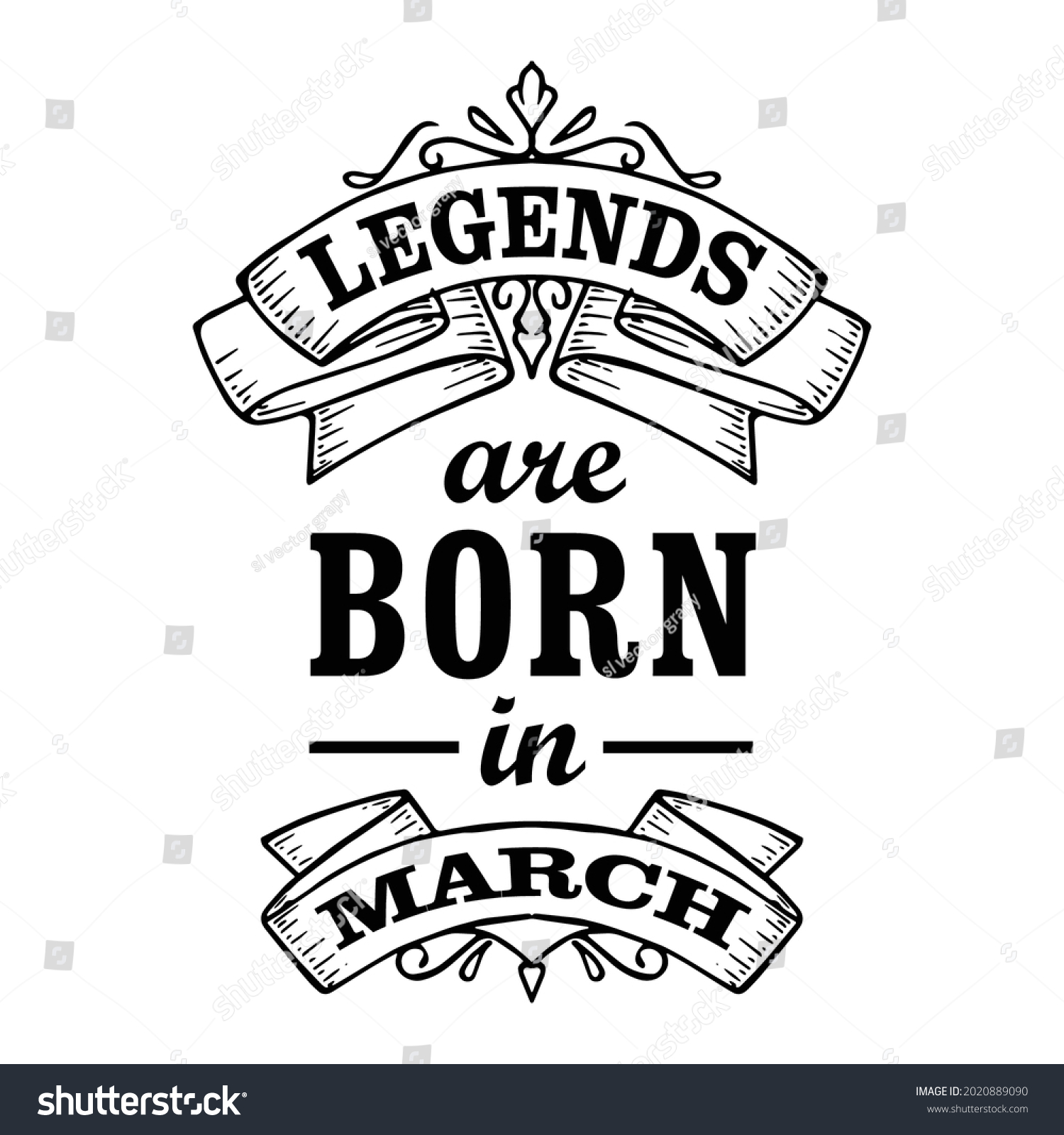 Legends Born March Vector Illustration T Stock Vector (Royalty Free