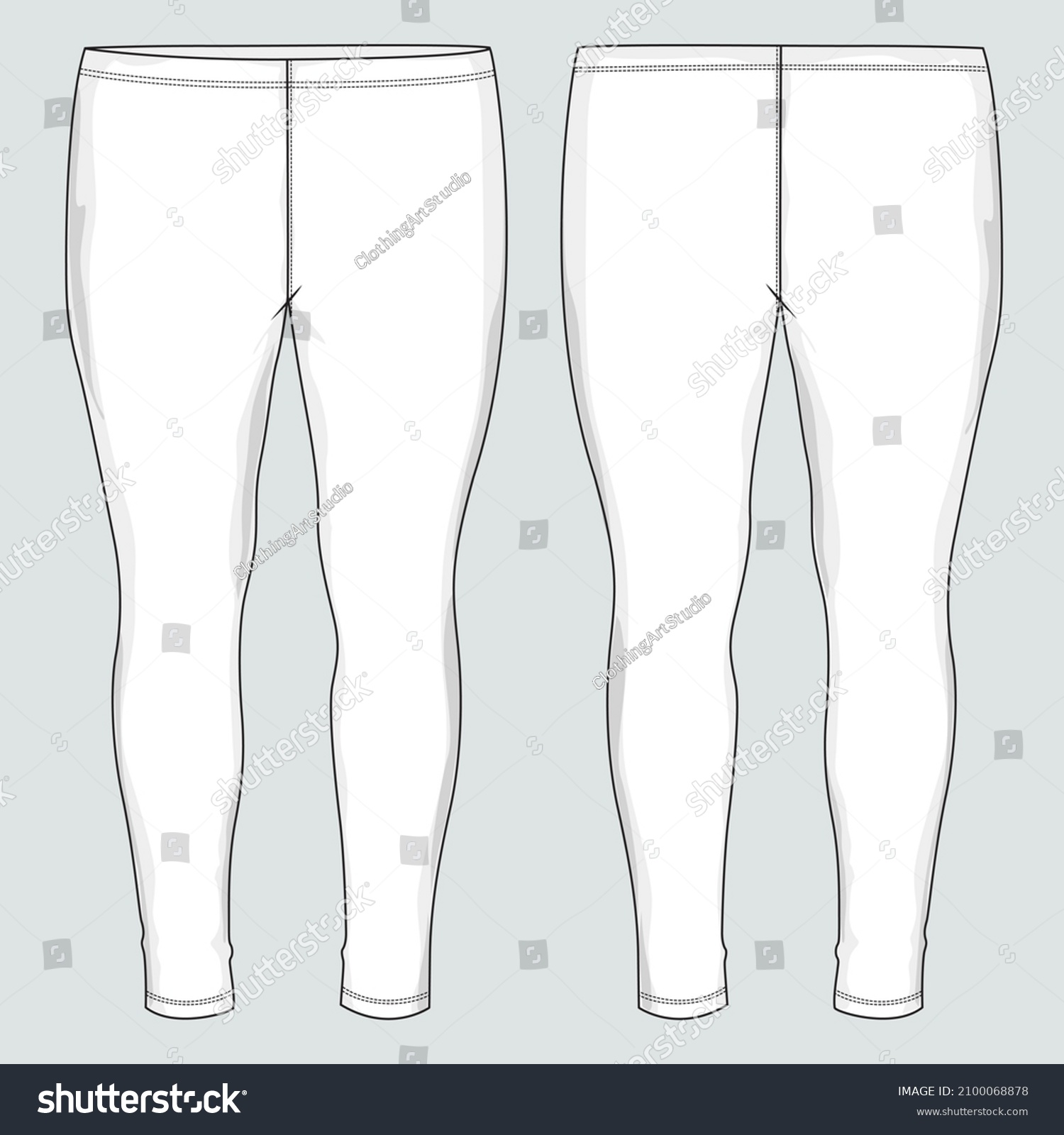Leggings Pants Fashion Flat Sketch Vector Stock Vector (Royalty Free ...