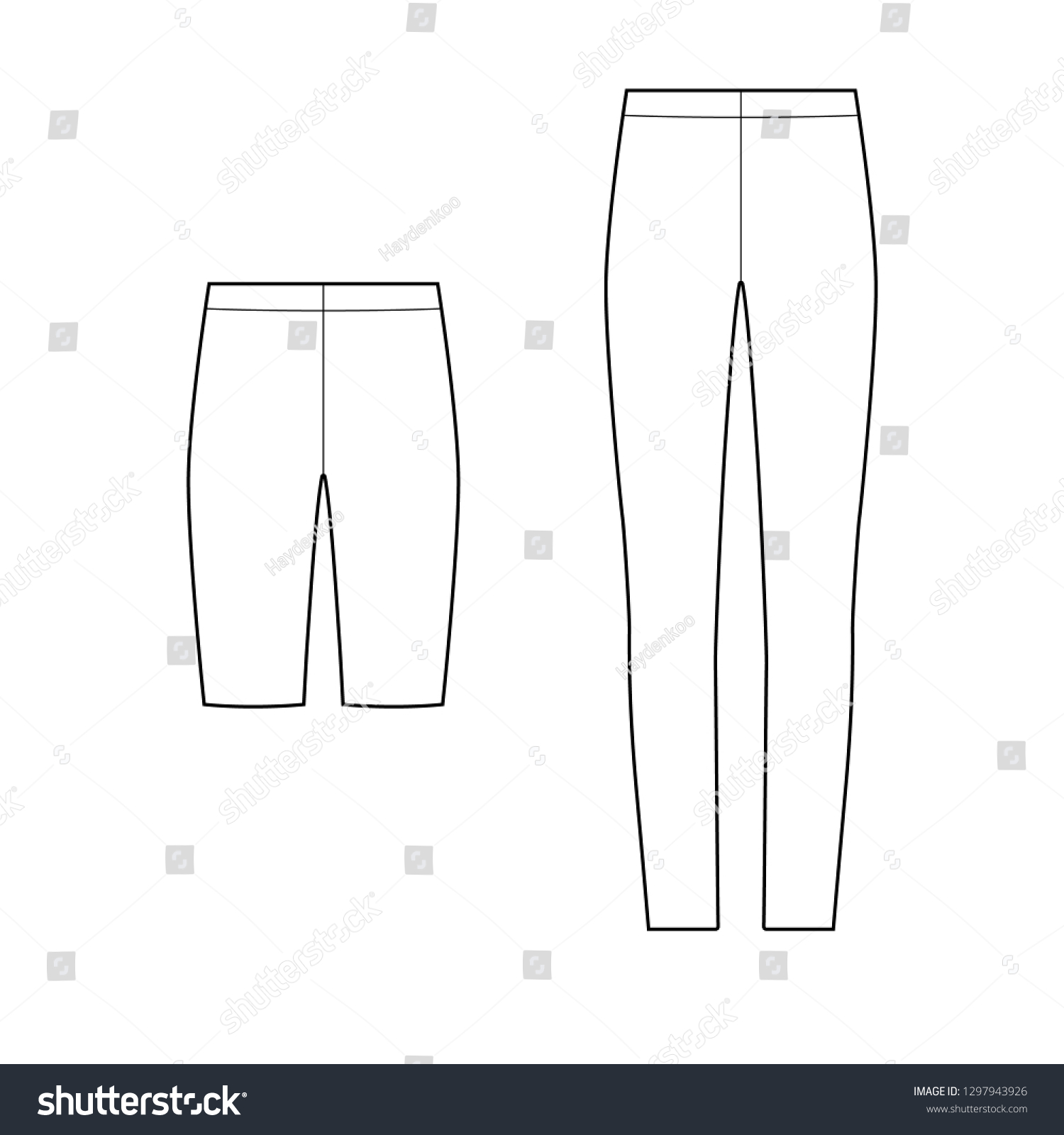 Leggings Pants Fashion Flat Technical Drawing Stock Vector (Royalty ...