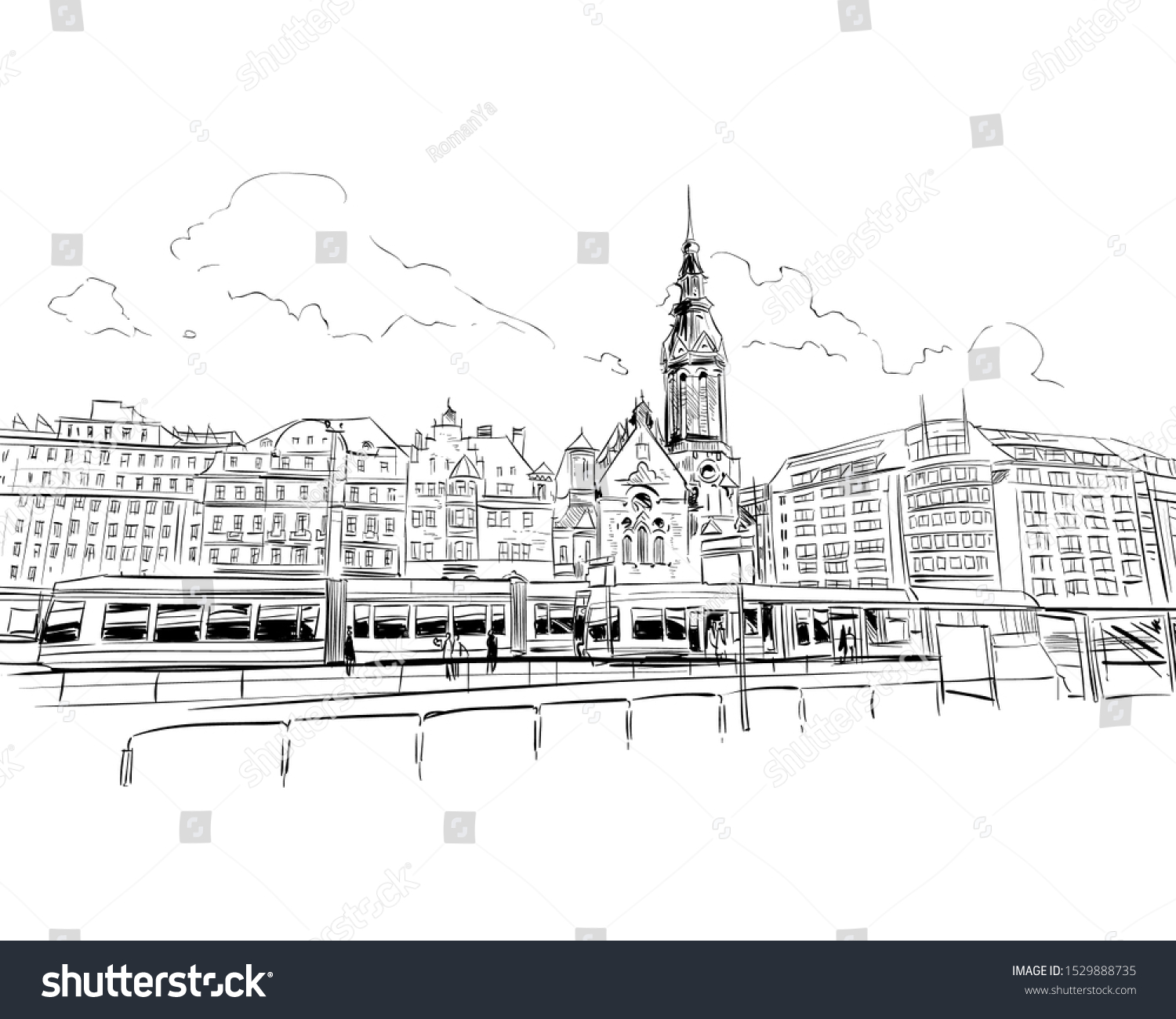 Leipzig Germany Urban Sketch Hand Drawn Stock Vector (Royalty Free ...