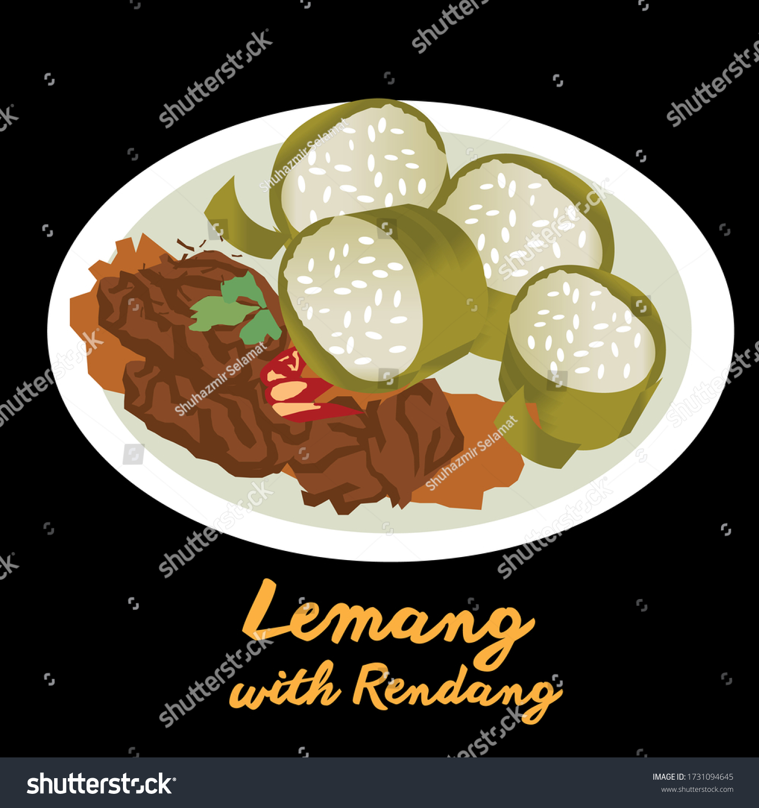 Lemang Rendang Traditional Malay Dish Made Stock Vector Royalty Free 1731094645