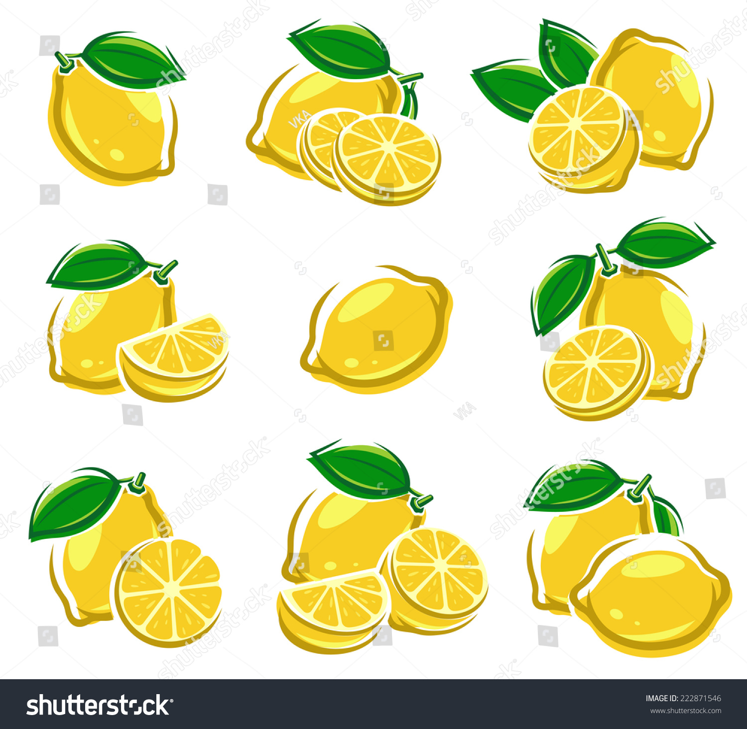 Lemon Set. Vector - 222871546 : Shutterstock