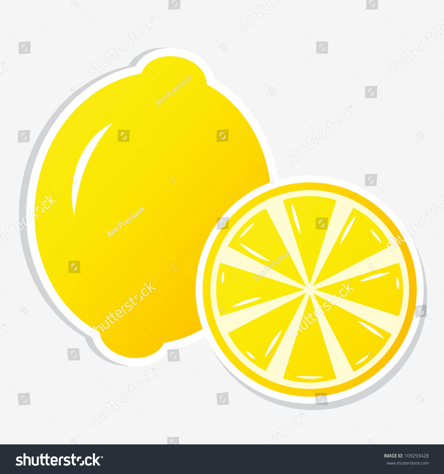 Lemon Sticker Stock Vector Illustration 109293428 : Shutterstock