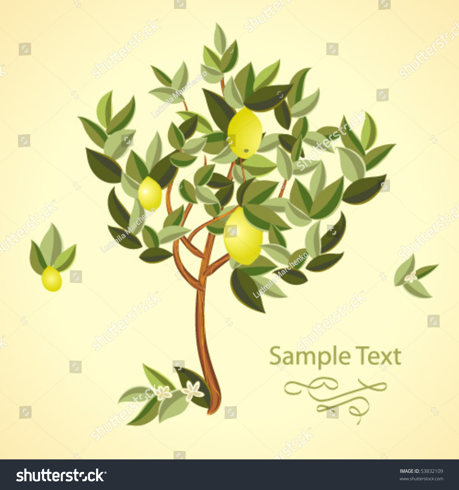 Lemon Tree Stock Vector 53832109 - Shutterstock