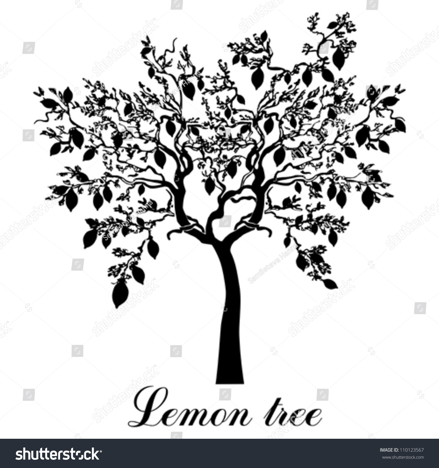 Lemon Tree Isolated On White Background Stock Vector 110123567