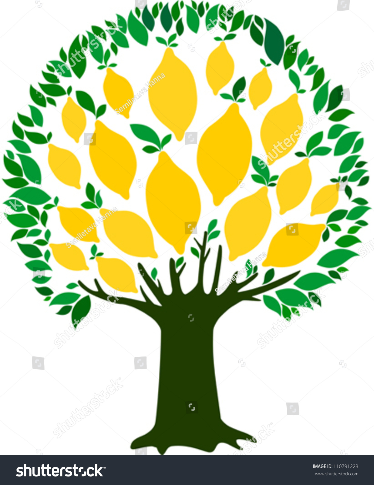 Lemon Tree Isolated On White Background. Vector Illustration ...