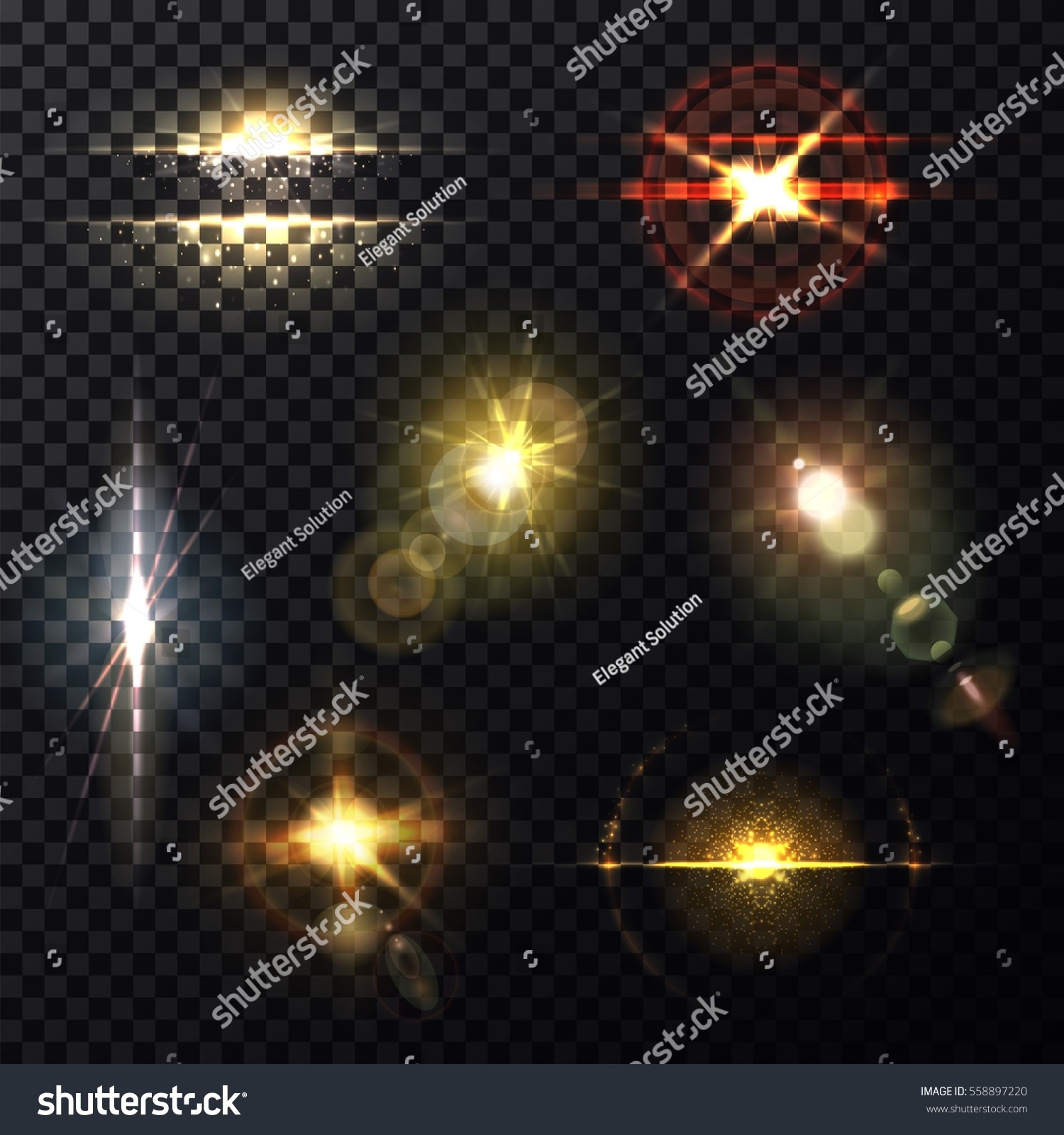 Lens Sunbeam Light Effect On Transparent Stock Vector Royalty Free 558897220