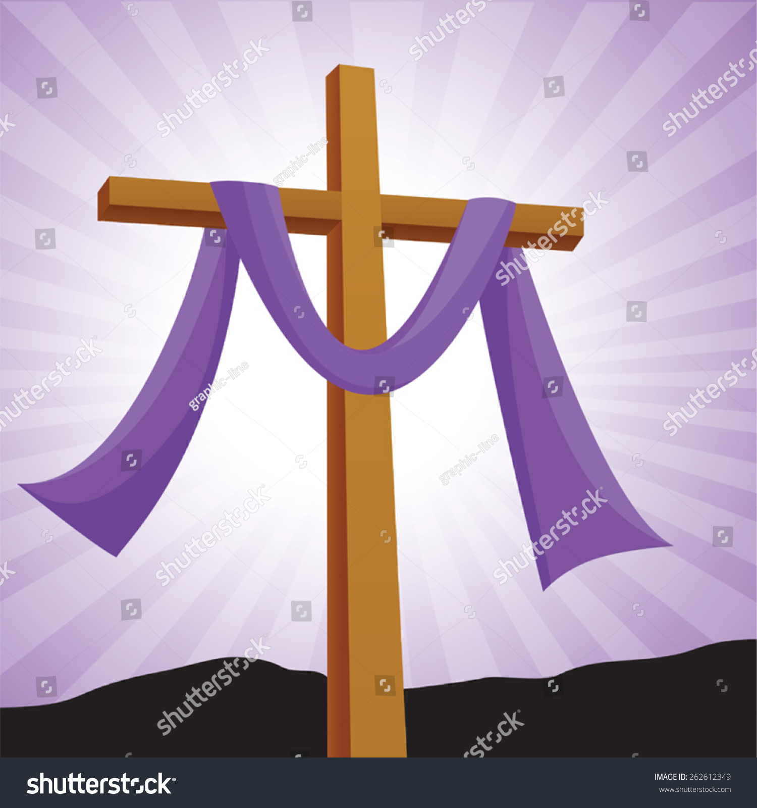 Lenten Cross Purple Background Easter Daycrucifixion Stock Vector ...